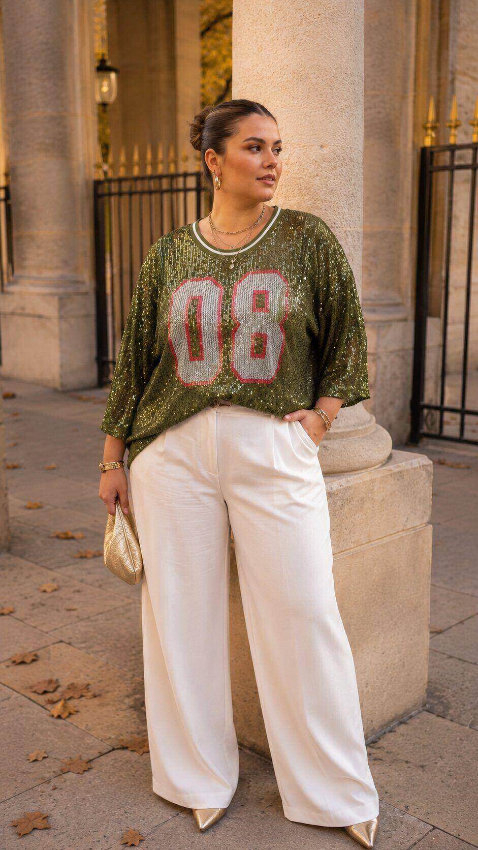 Wholesaler Amy&Clo - PLUS SIZE Sporty Sequin Top 08