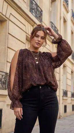 Grossiste Amy&Clo - PLUS SIZE Blouse à nouer col