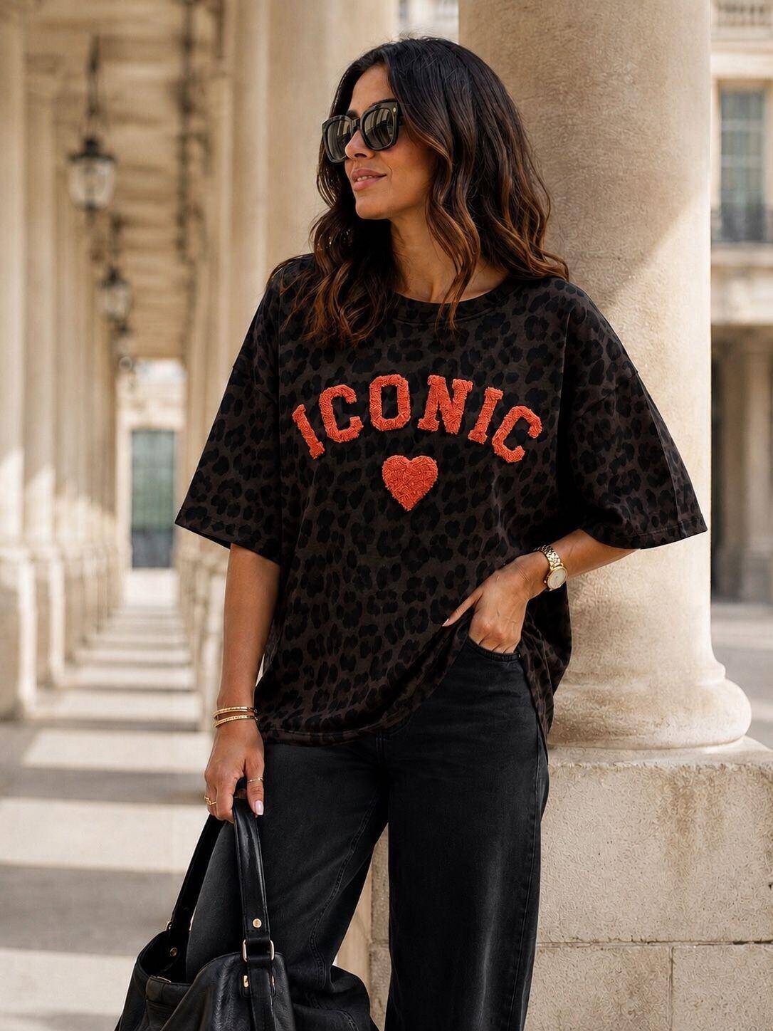 Großhändler Amy&Clo - Oversize-Sweatshirt mit Leopardenmuster