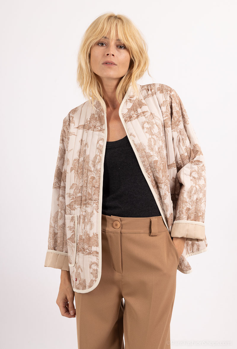 Grossiste Amy&Clo - Veste ouverte imprimé abstrait bicolore