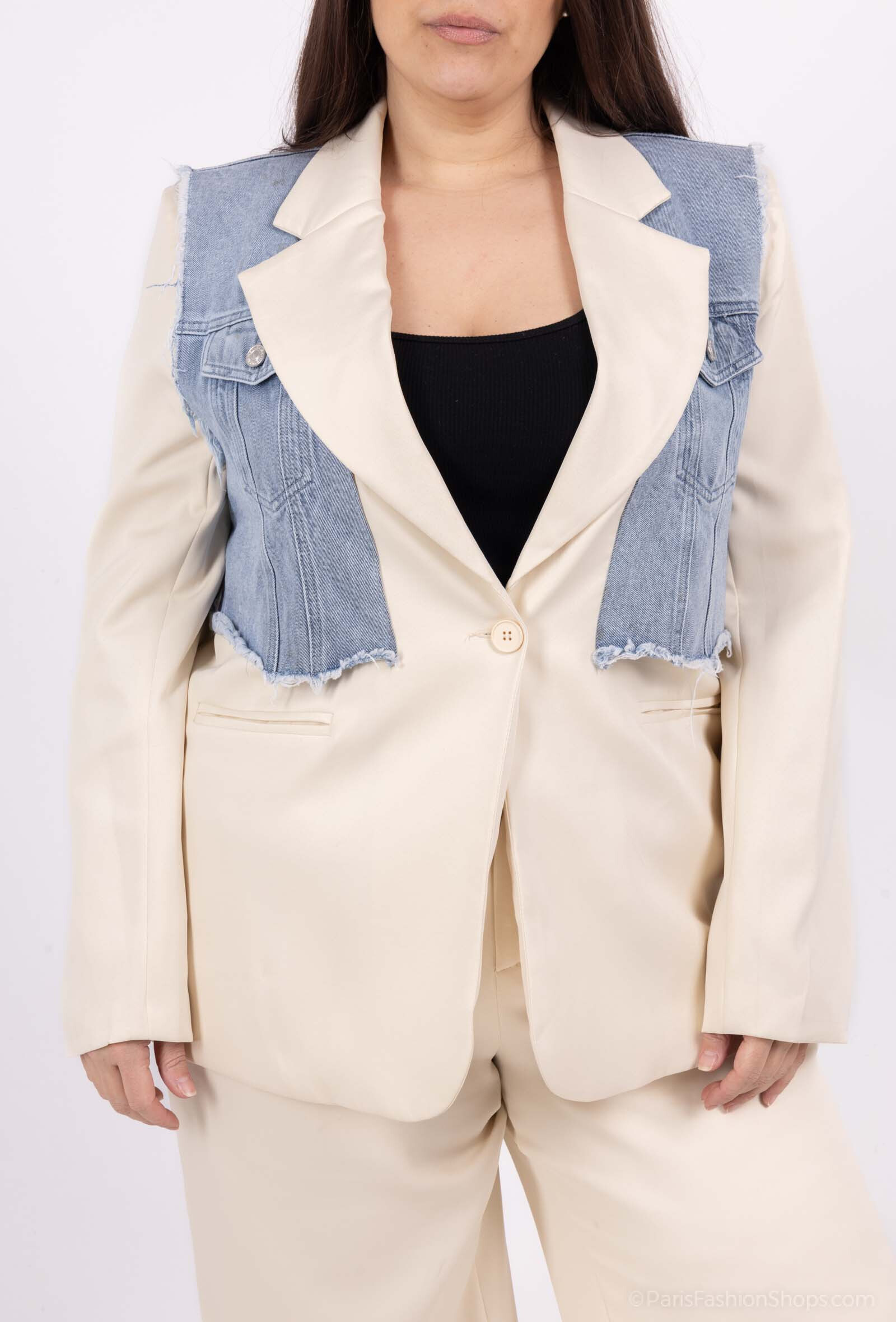Grossista Amy&Clo - Americana 2 in 1 con gilet di jeans integrato