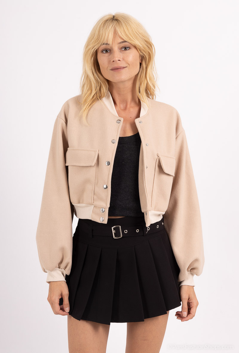 Wholesaler Amy&Clo - Short felt bomber jacket