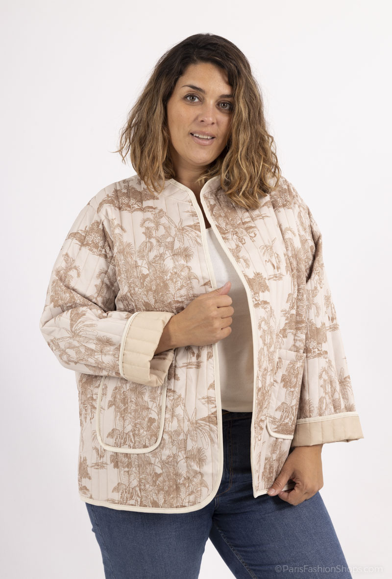 Wholesaler Amy&Clo - PLUS SIZE Quilted jacket with “landscape” print pockets