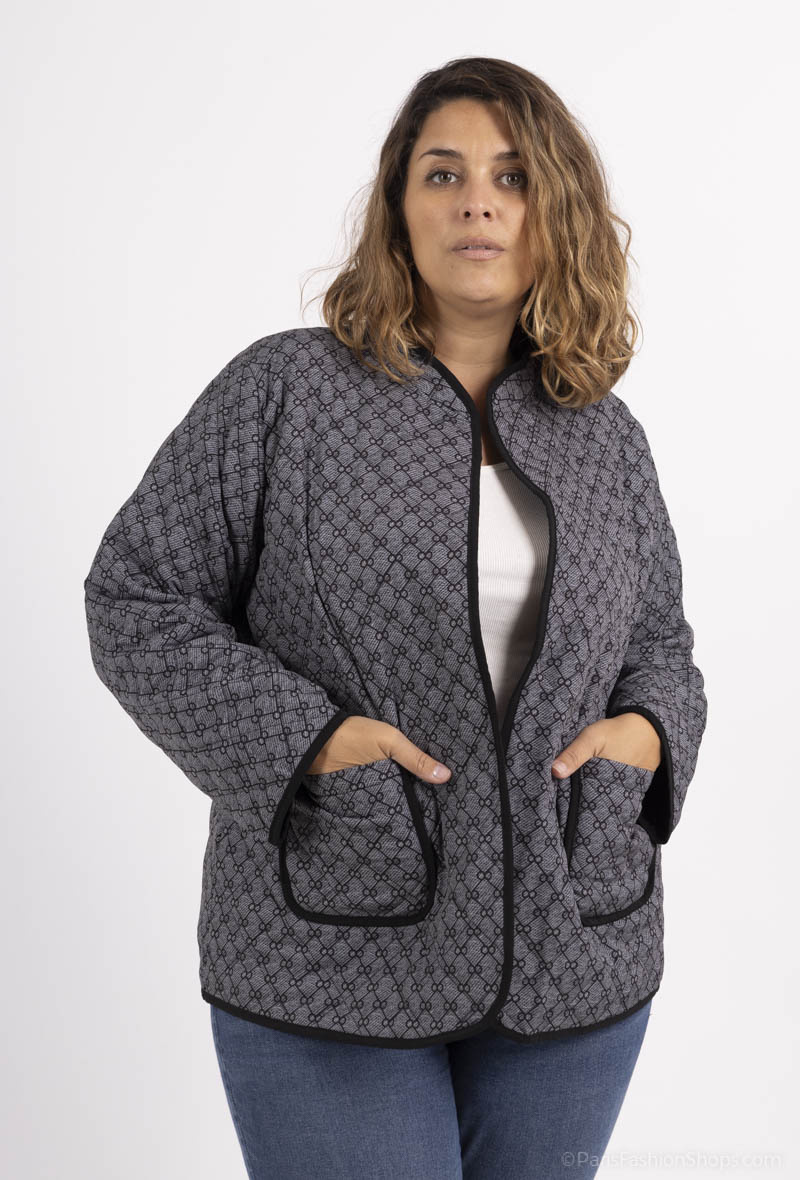 Grossiste Amy&Clo - PLUS SIZE Veste matelassée avec poches imprimé "petits noeuds"