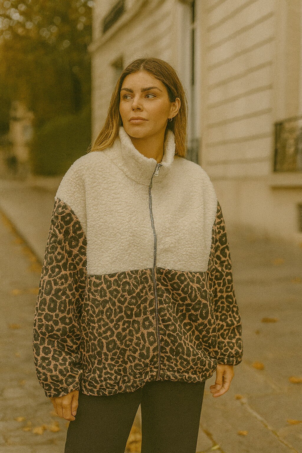 Mayorista Amy&Clo - Chaqueta con cremallera y bolsillos en mezcla de algodón