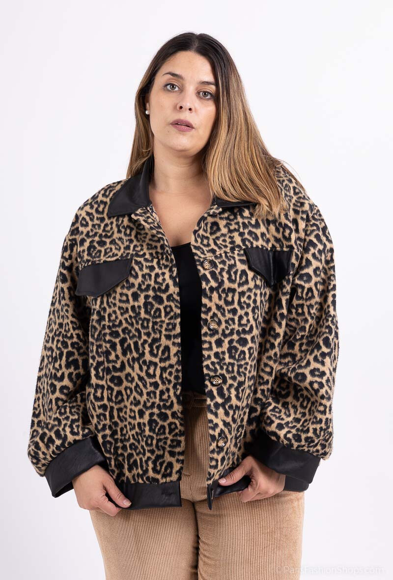 Grossista Amy&Clo - Giacca con stampa leopardata in tessuto morbido