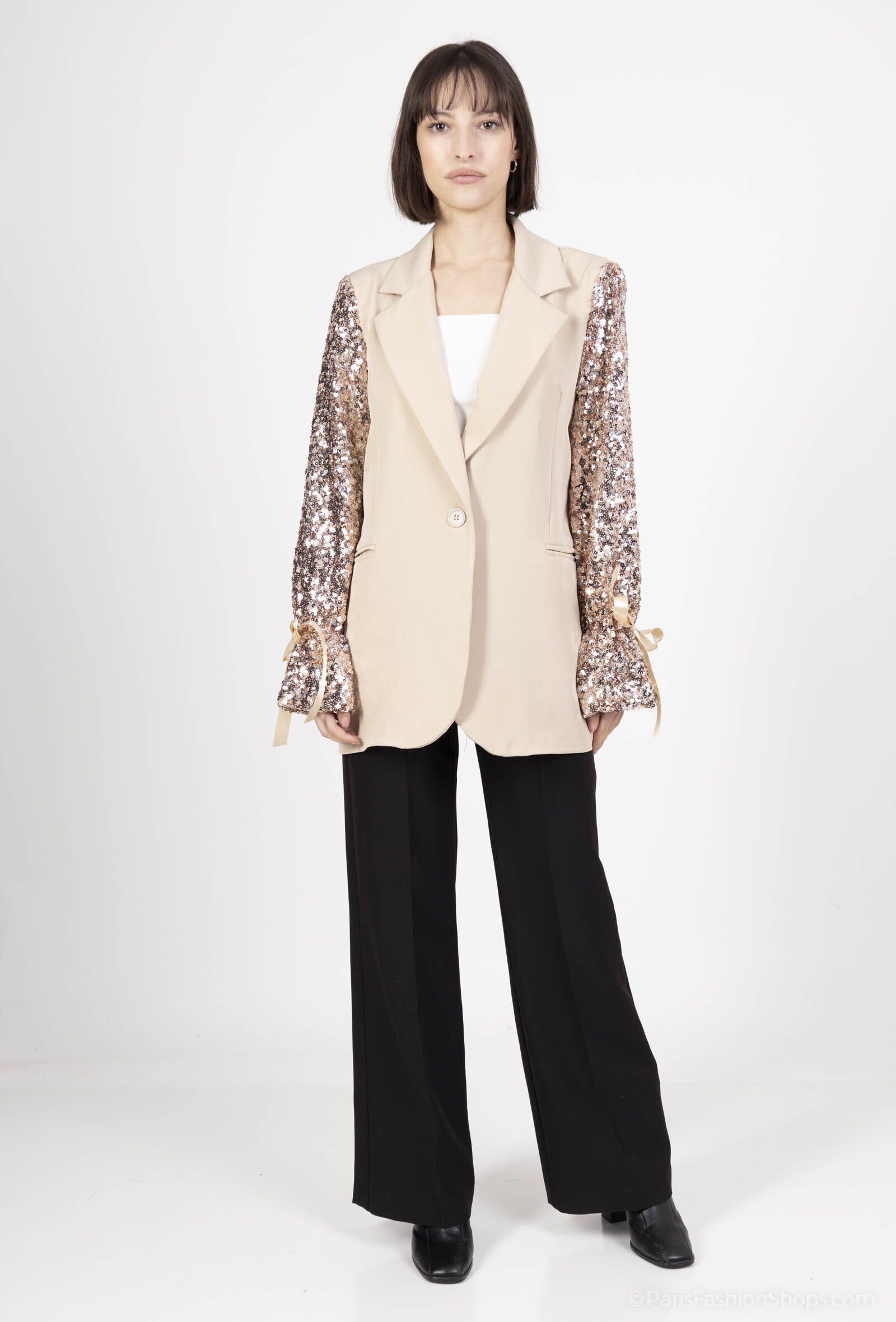 Grossista Amy&Clo - Blazer con maniche di paillettes, taglia unica