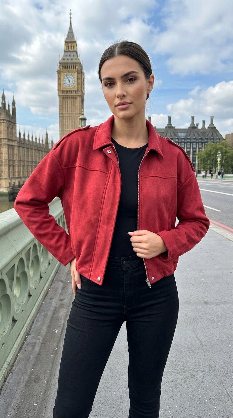 Wholesaler Amy&Clo - Oversized suede jacket with classic collar