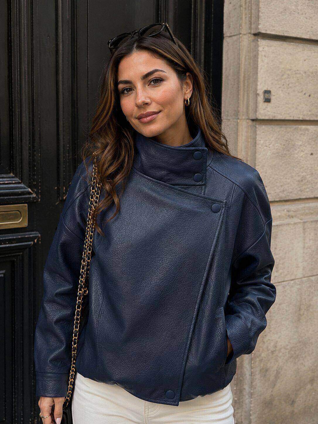 Grossiste Amy&Clo - Blouson Motard En Cuir Granulé