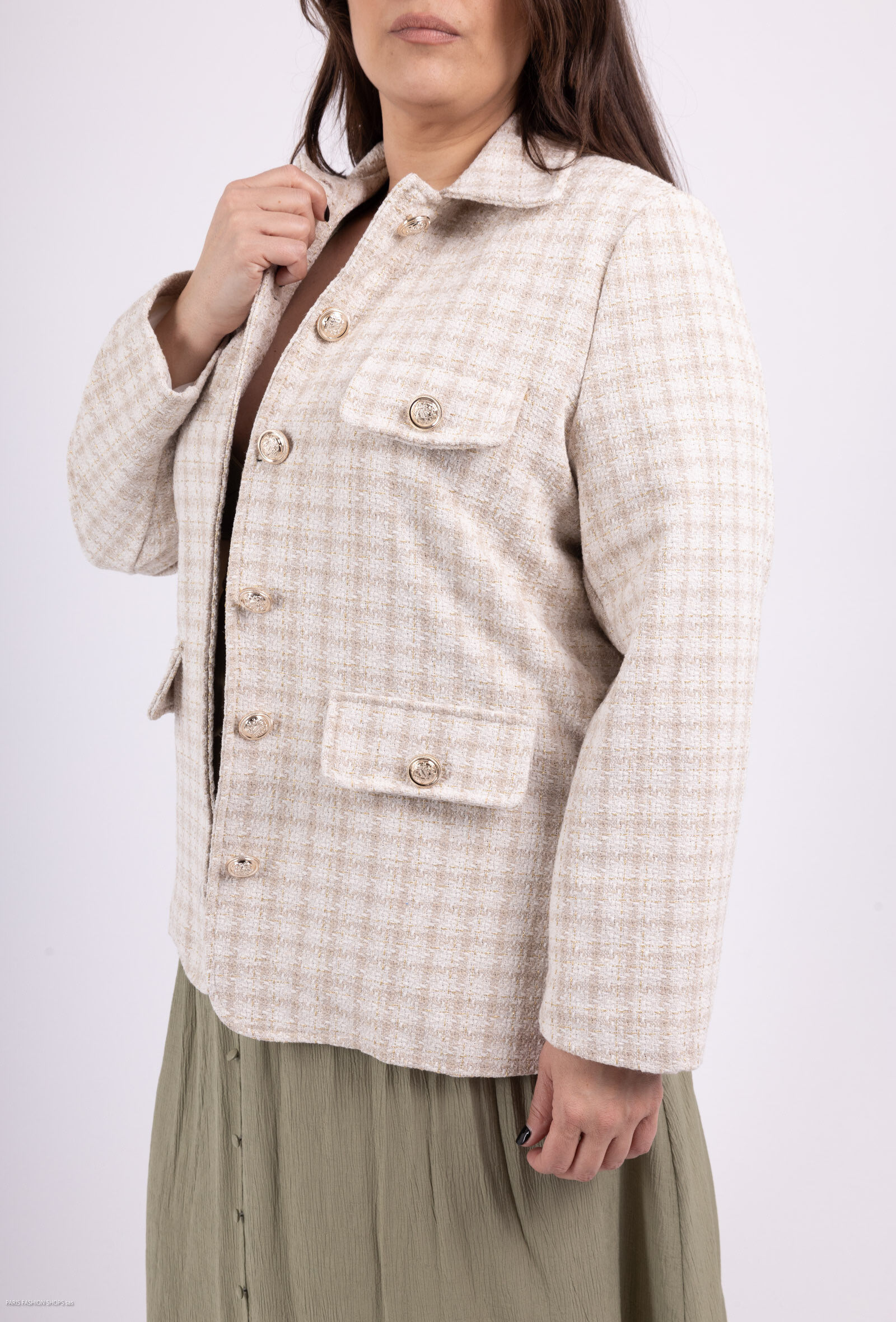 Grossiste Amy&Clo - PLUS SIZE Veste Tweed   Chanel