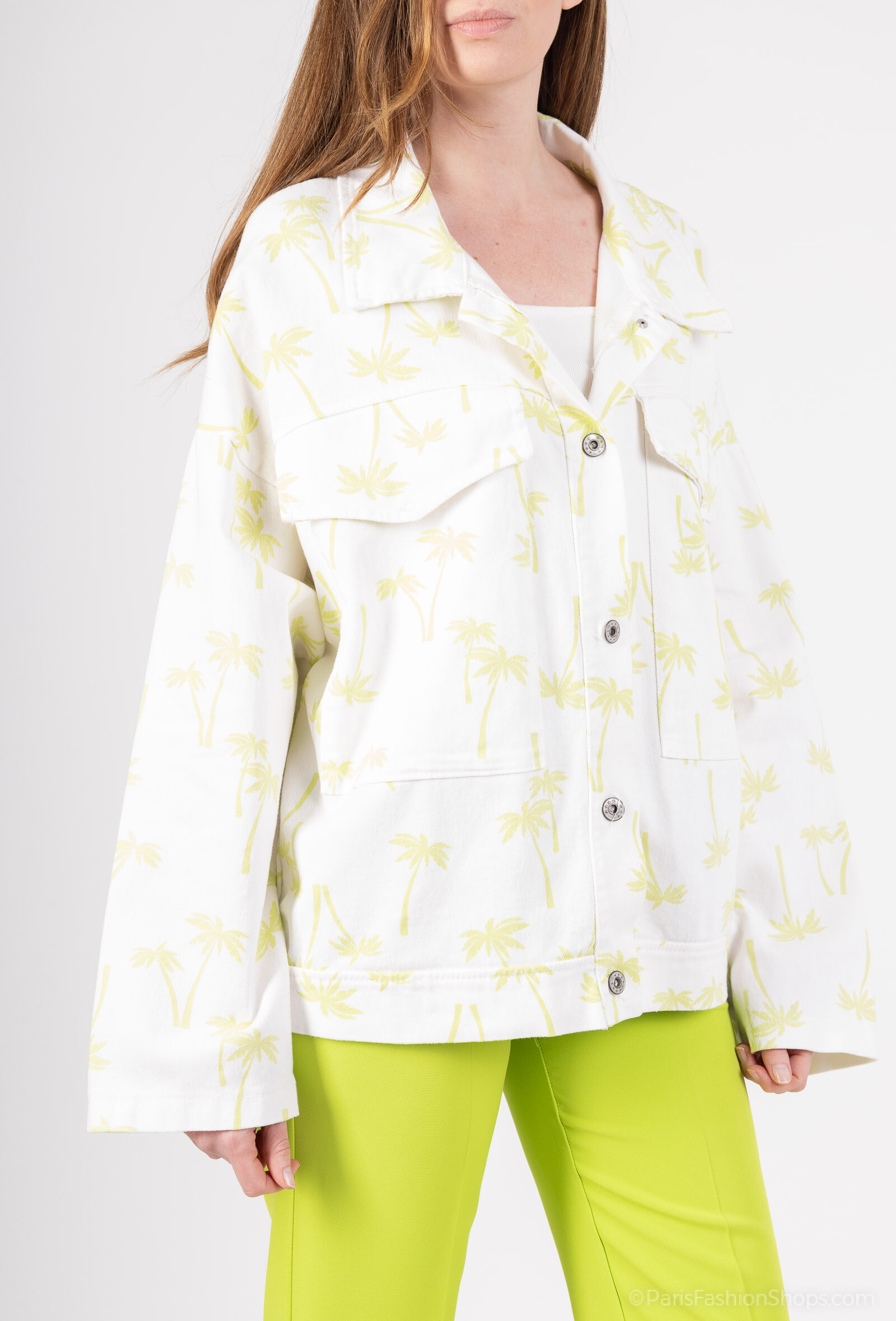 Wholesaler Amy&Clo - Palm -printed buttoned oversirt