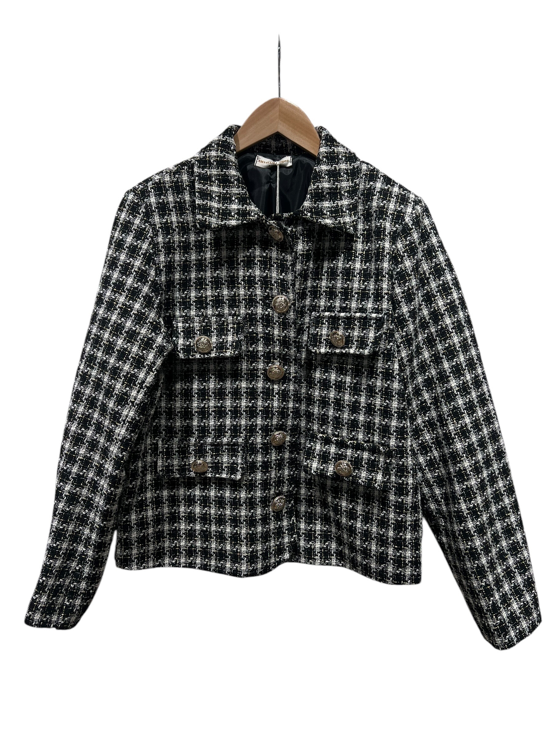 Grossiste Amy&Clo - Veste courte en tweed avec boutons dorés