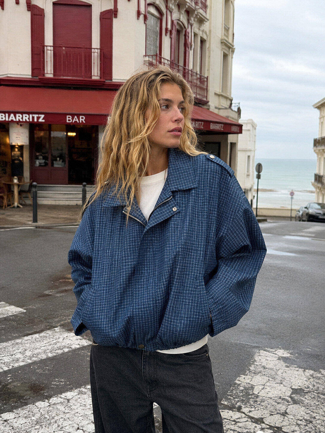 Mayorista Amy&Clo - Chaqueta bomber de cuadros