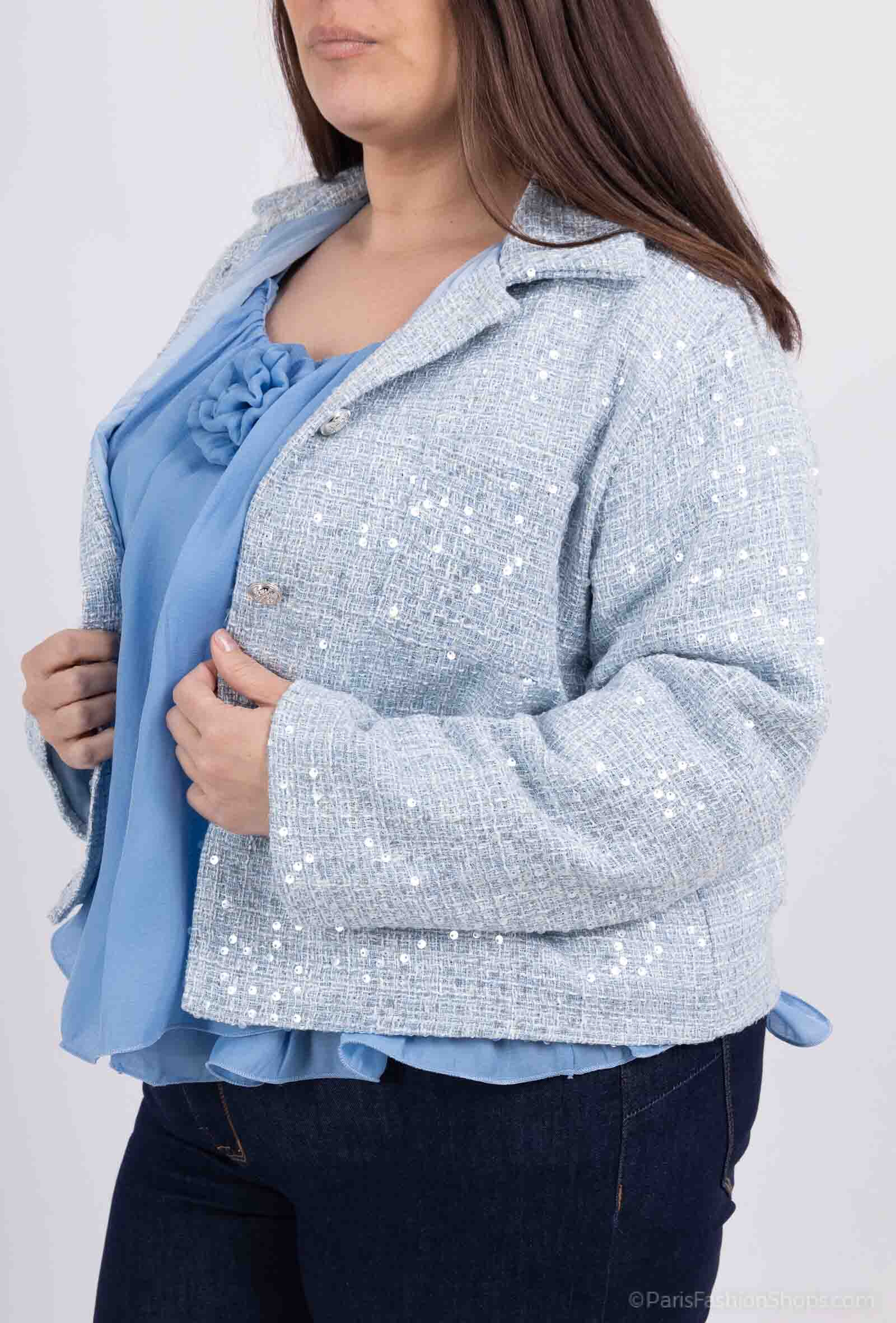 Grossiste Amy&Clo - PLUS SIZE Veste avec poches et boutons décoratifs
