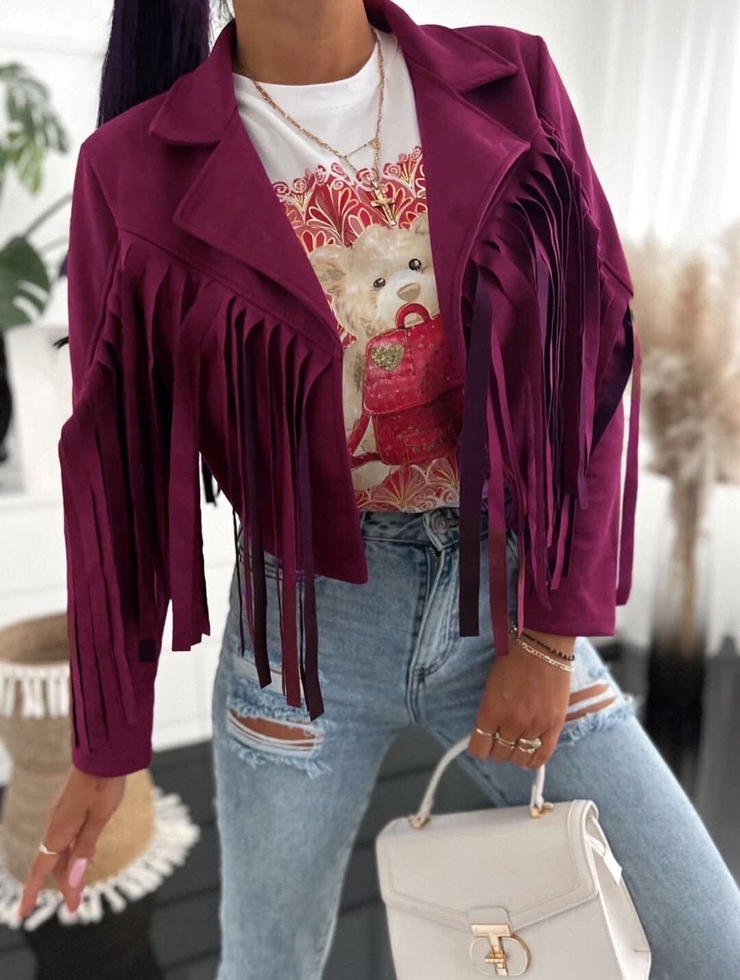 Wholesaler Amy&Clo - Bohemian Suede Fringe Jacket
