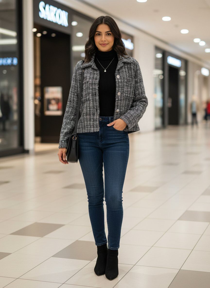 Wholesaler Amy&Clo - Elegant Tweed & Sequin Jacket