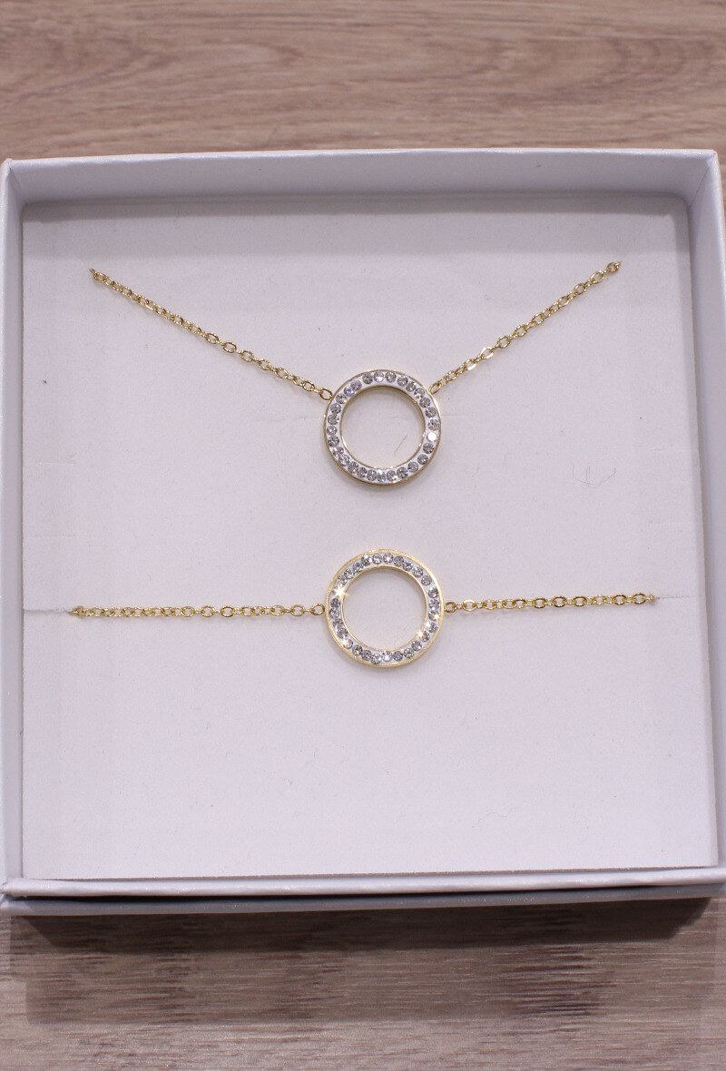 Grossiste An'gel - Coffret bijoux acier  collier et bracelet CCB010