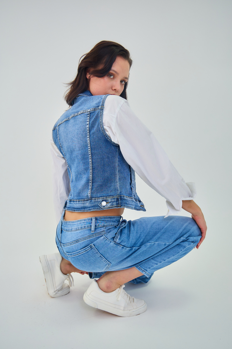 Slim denim vest (Washed) - ANA & LUCY - Jeans - 5 - large format