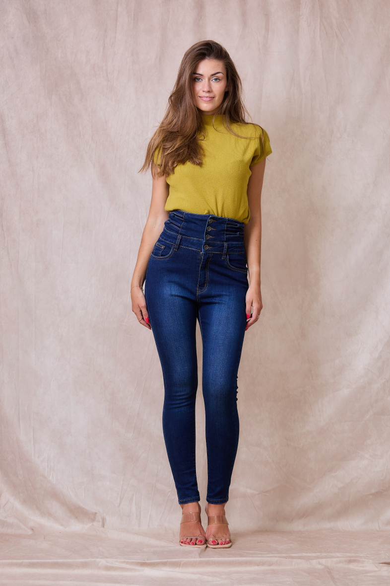 Wholesaler ANA & LUCY - Ultra high-waisted skinny jeans (Buttoned) - ANA & LUCY