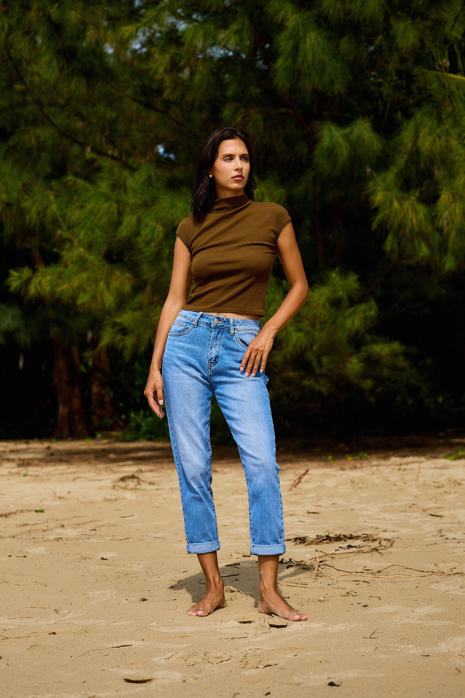 "Jeanne" mom jeans (Cuffed hem) - ANA & LUCY - Light Blue - 3 - large format