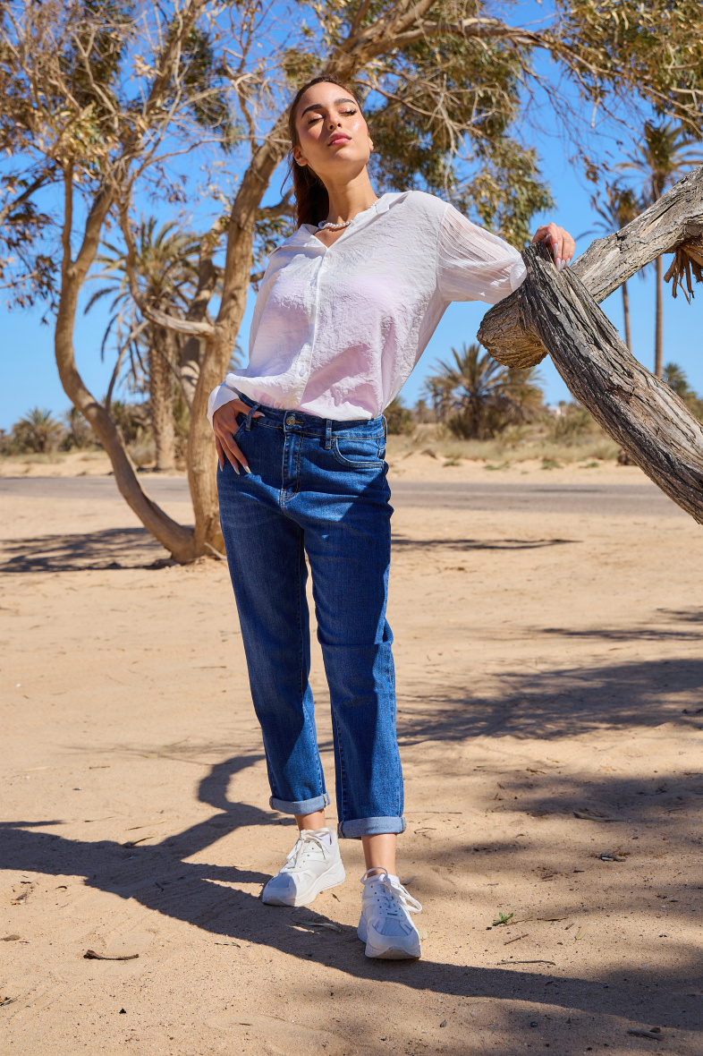 "Jeanne" mom jeans (Cuffed hem) - ANA & LUCY - Denim - 2 - large format