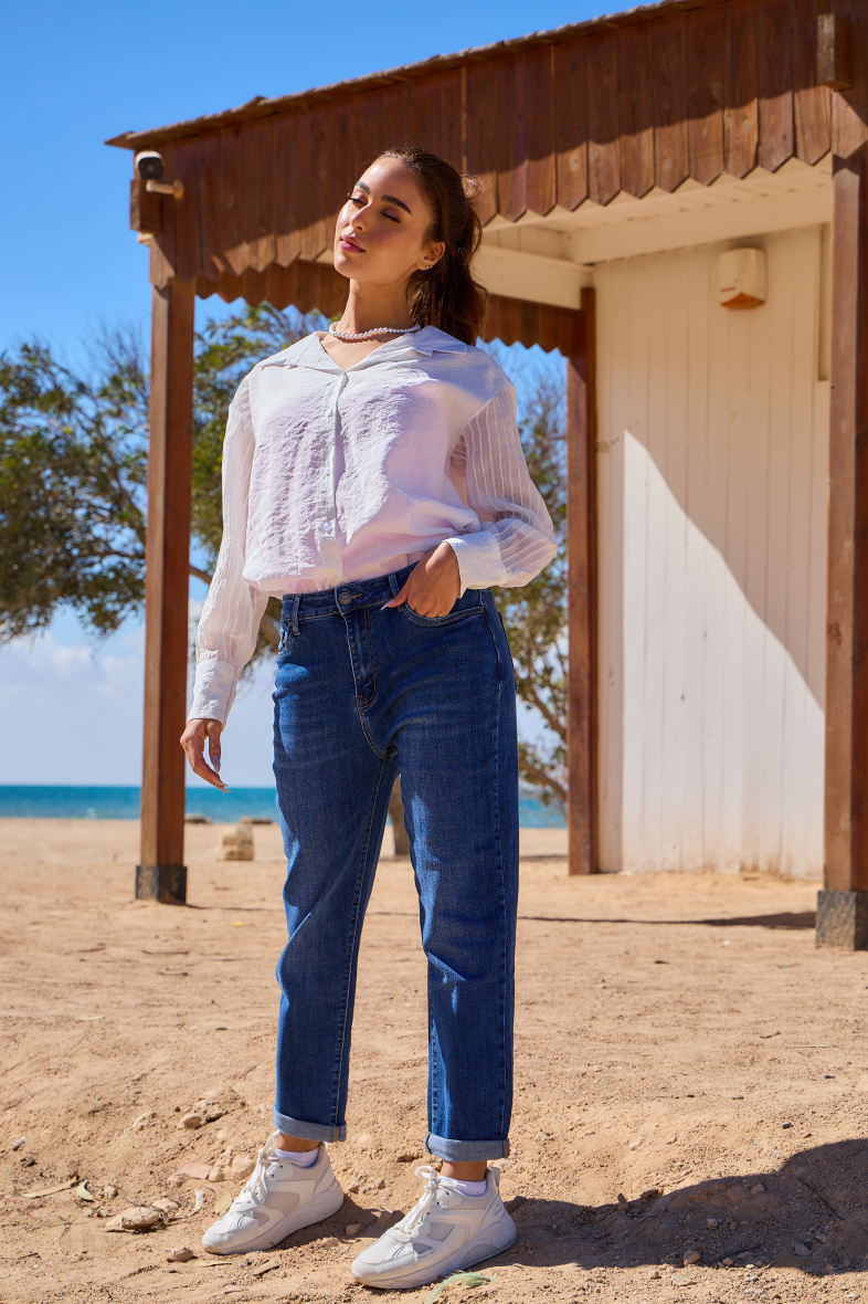 "Jeanne" mom jeans (Cuffed hem) - ANA & LUCY - Denim - 4 - large format