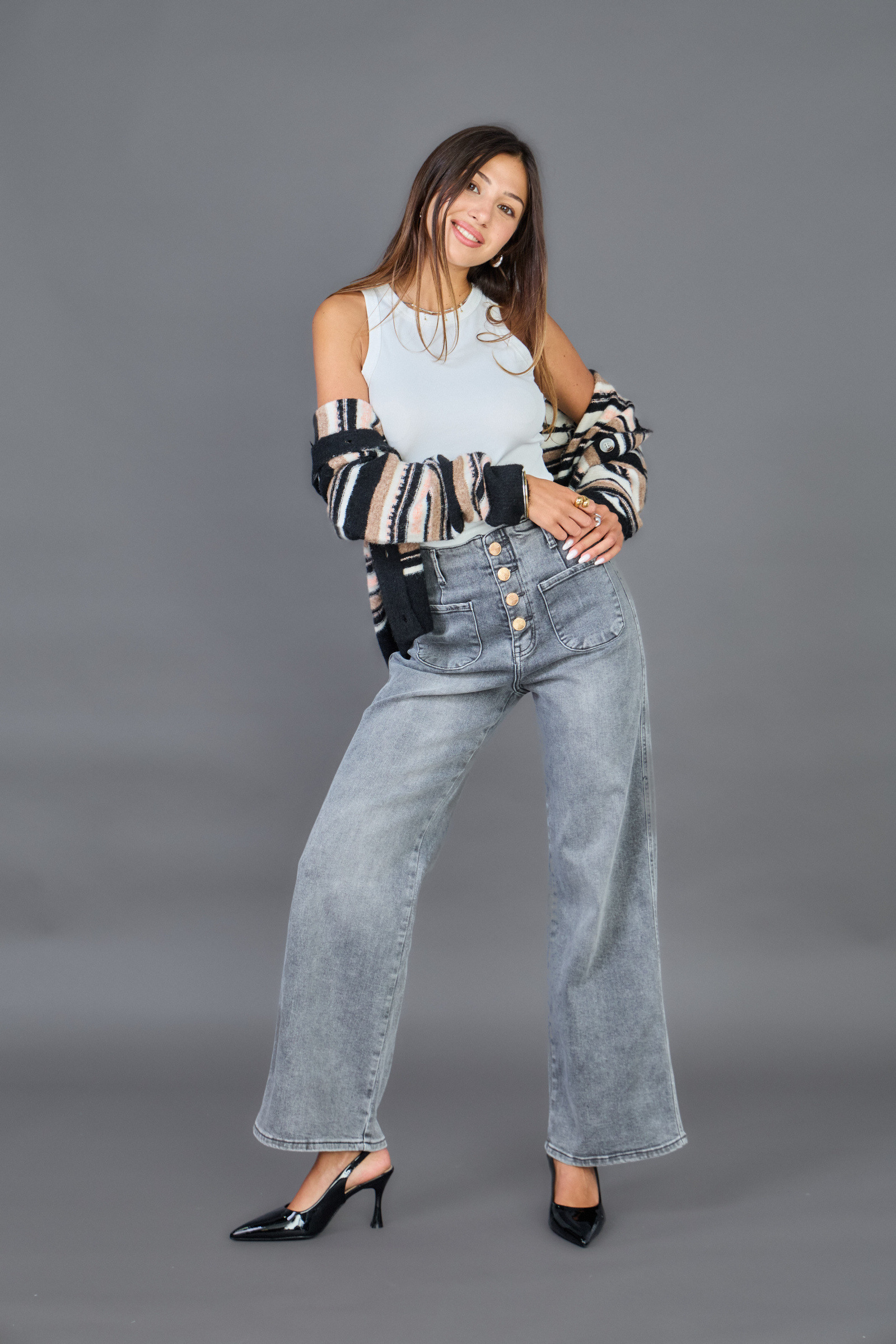 Grossiste Ana & Lucy - Jeans Wide-Leg (Fermeture boutonnée) Audrey - Ana & Lucy