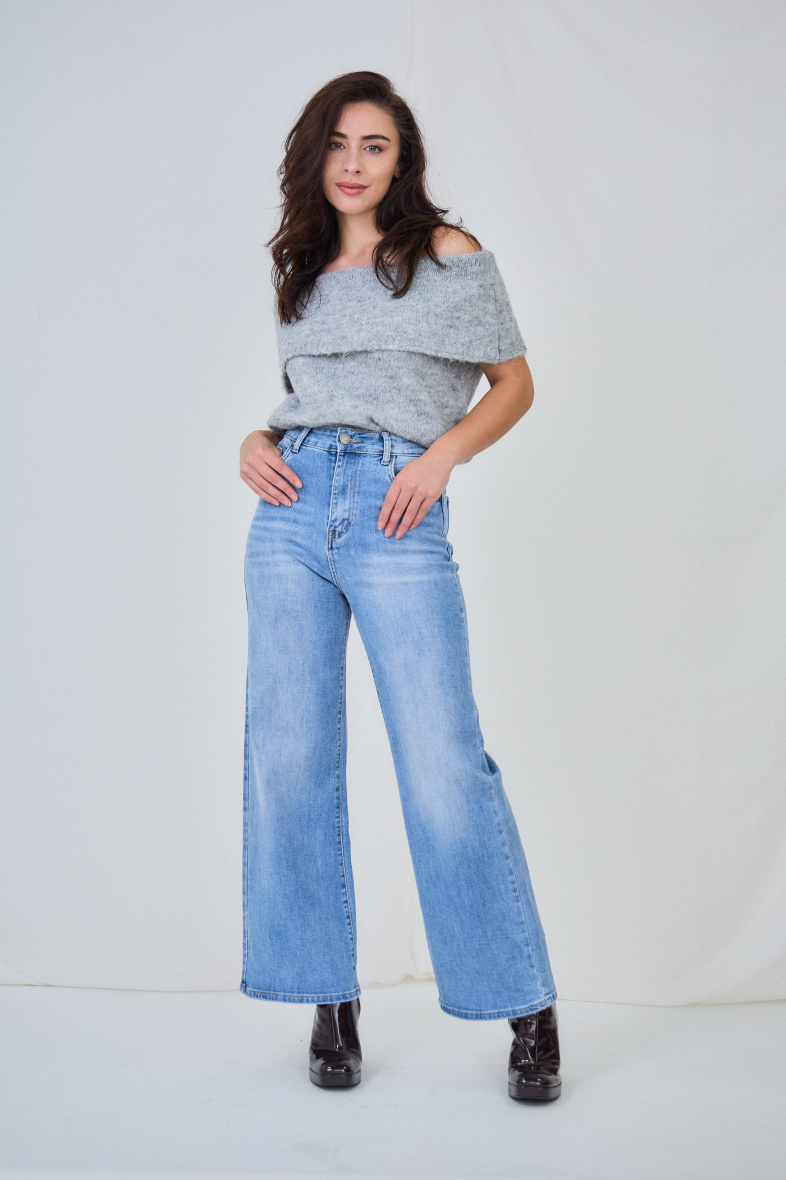 Wholesaler ANA & LUCY - Wide-leg jeans (Washed) - ANA & LUCY