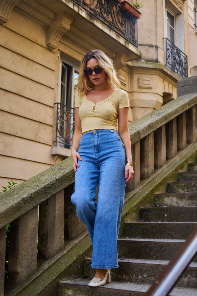 Wide-Leg Jeans (Patch pockets) - ANA & LUCY - Light Blue - 4 - large format