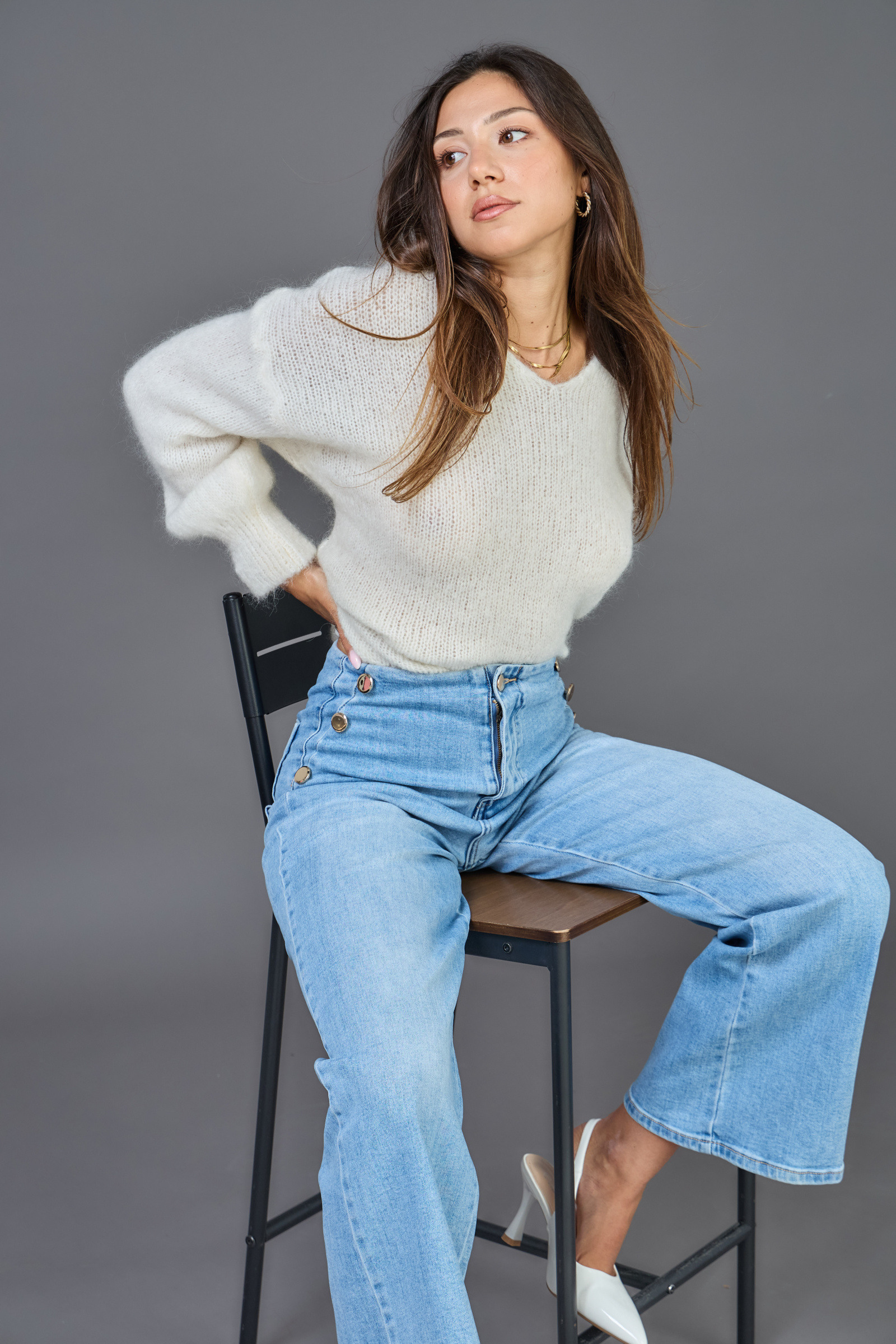 Grossiste Ana & Lucy - Jeans Wide-Leg ( Poches plaquée ) - ANA & LUCY