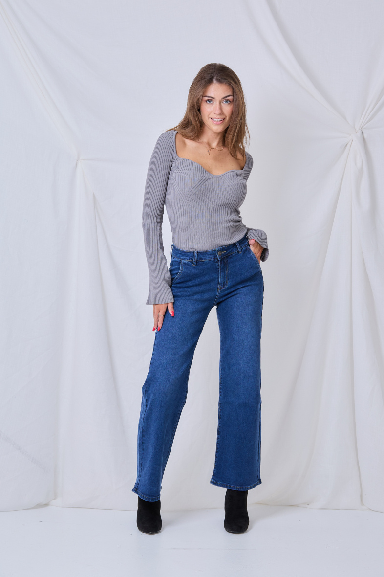 Wholesaler ANA & LUCY - Wide-Leg Jeans (Chino pockets) - ANA & LUCY