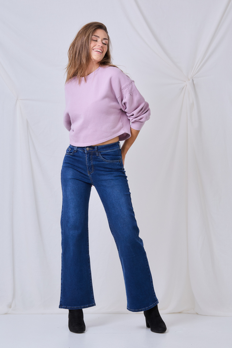 Wholesaler ANA & LUCY - Wide-leg jeans (Washed) - ANA & LUCY