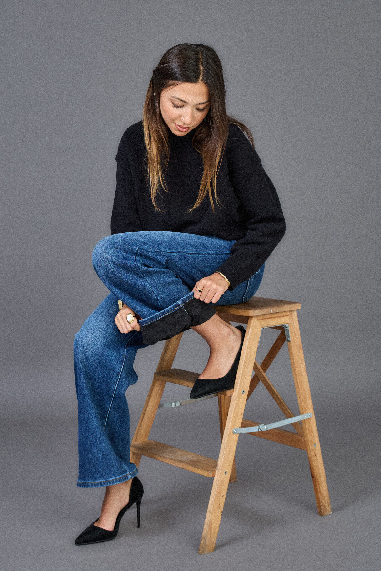 Grossiste Ana & Lucy - Jeans wide leg (Doublé polaire) "Naomie" - ANA & LUCY