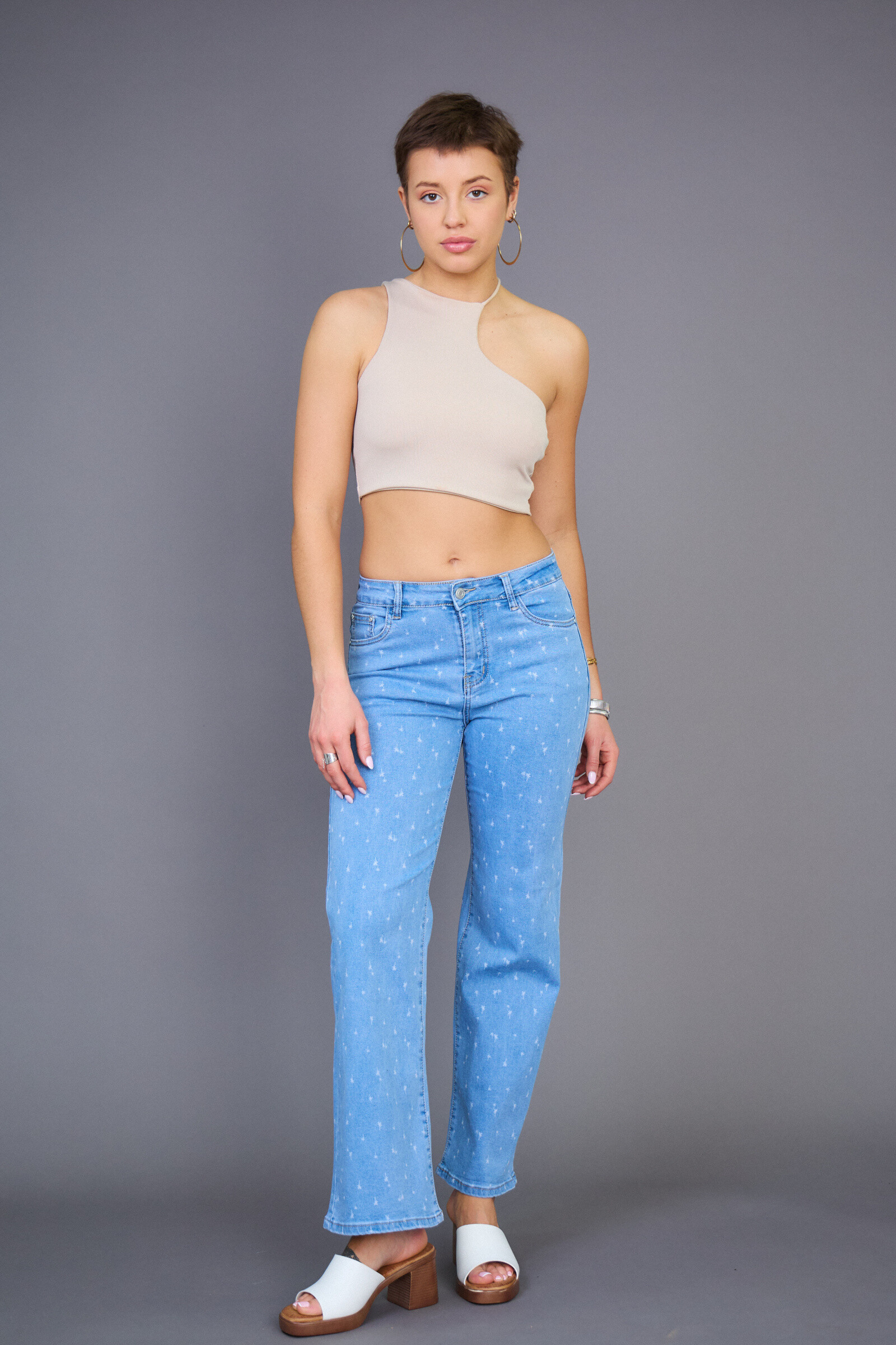 Mayorista ANA & LUCY - Jeans Wide -leg (Palm Print) - ANA & LUCY