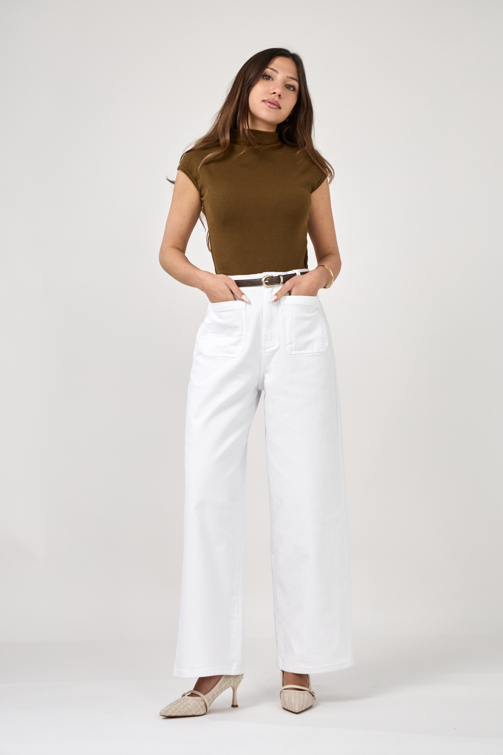 Grossiste Ana & Lucy - Jeans Wide "Nolia" (poches plaquées) - Ana & Lucy