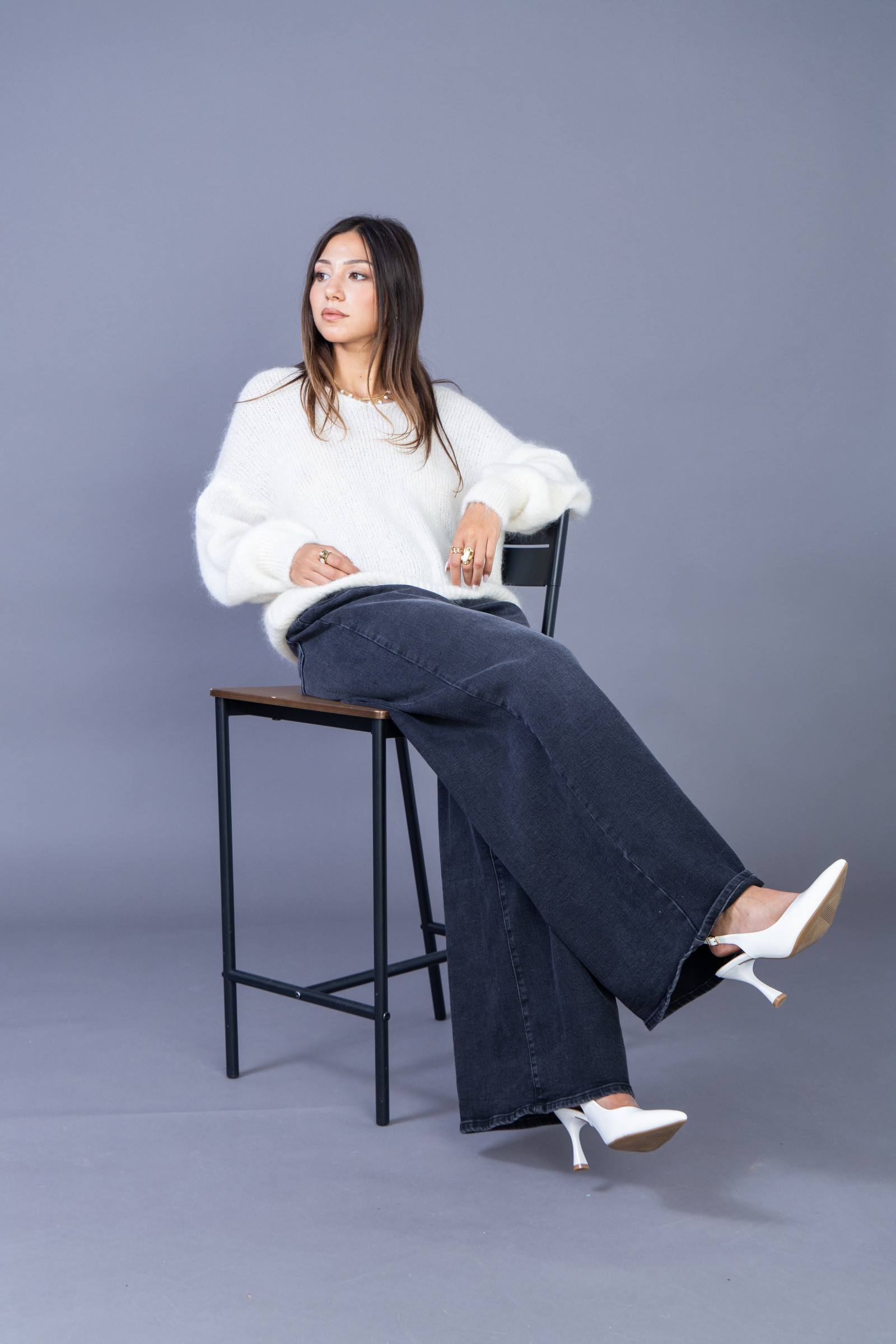 Wholesaler Ana & Lucy - Ultra wide-leg jeans (Palazzo) "Nolwenn" - ANA & LUCY