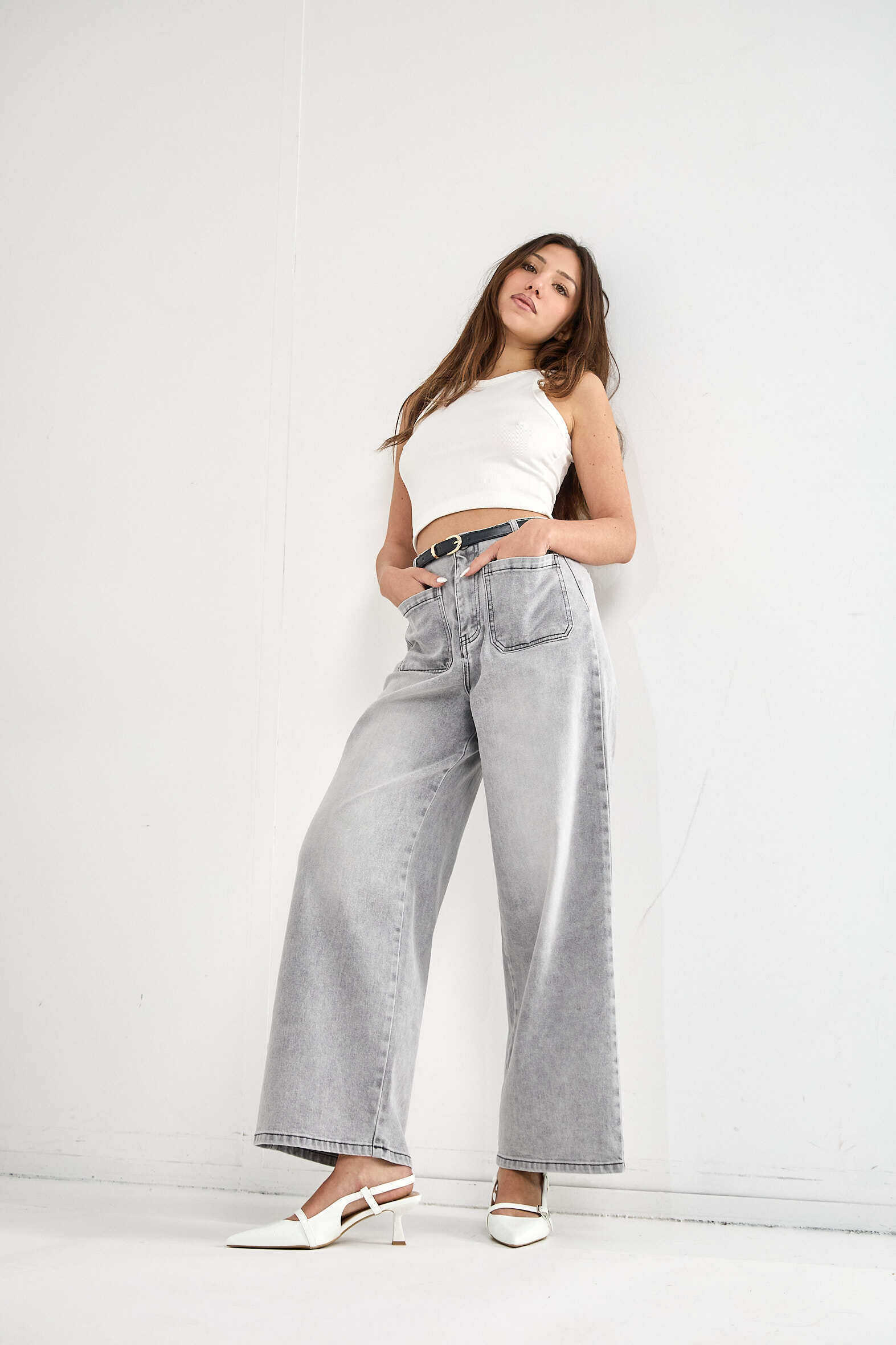 Grossiste Ana & Lucy - Jeans Wide "Nolia" (poches plaquées) - Ana & Lucy