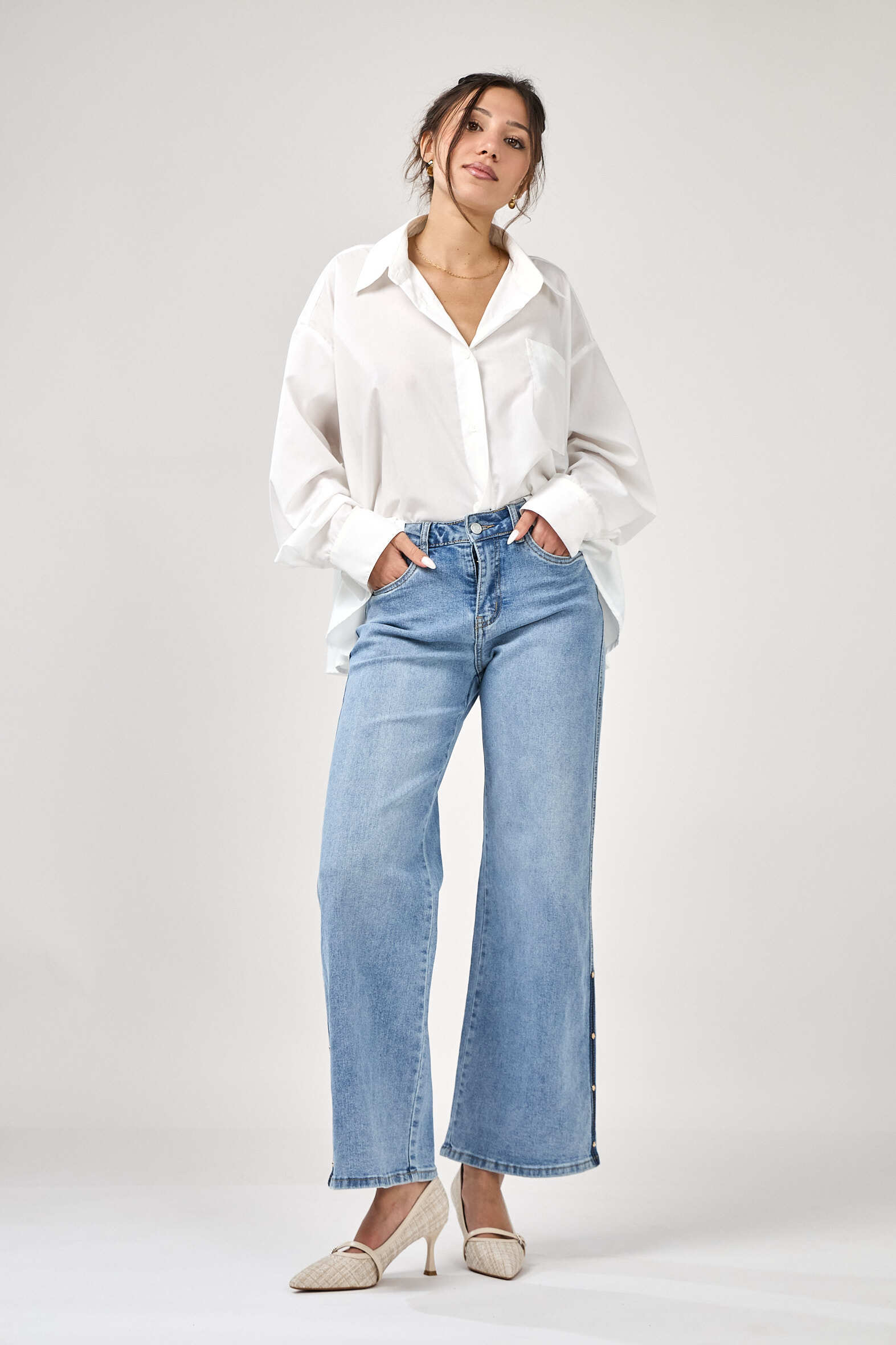 Grossiste Ana & Lucy - Jean Wide-Leg (Strass décoratifs) - Ana & Lucy
