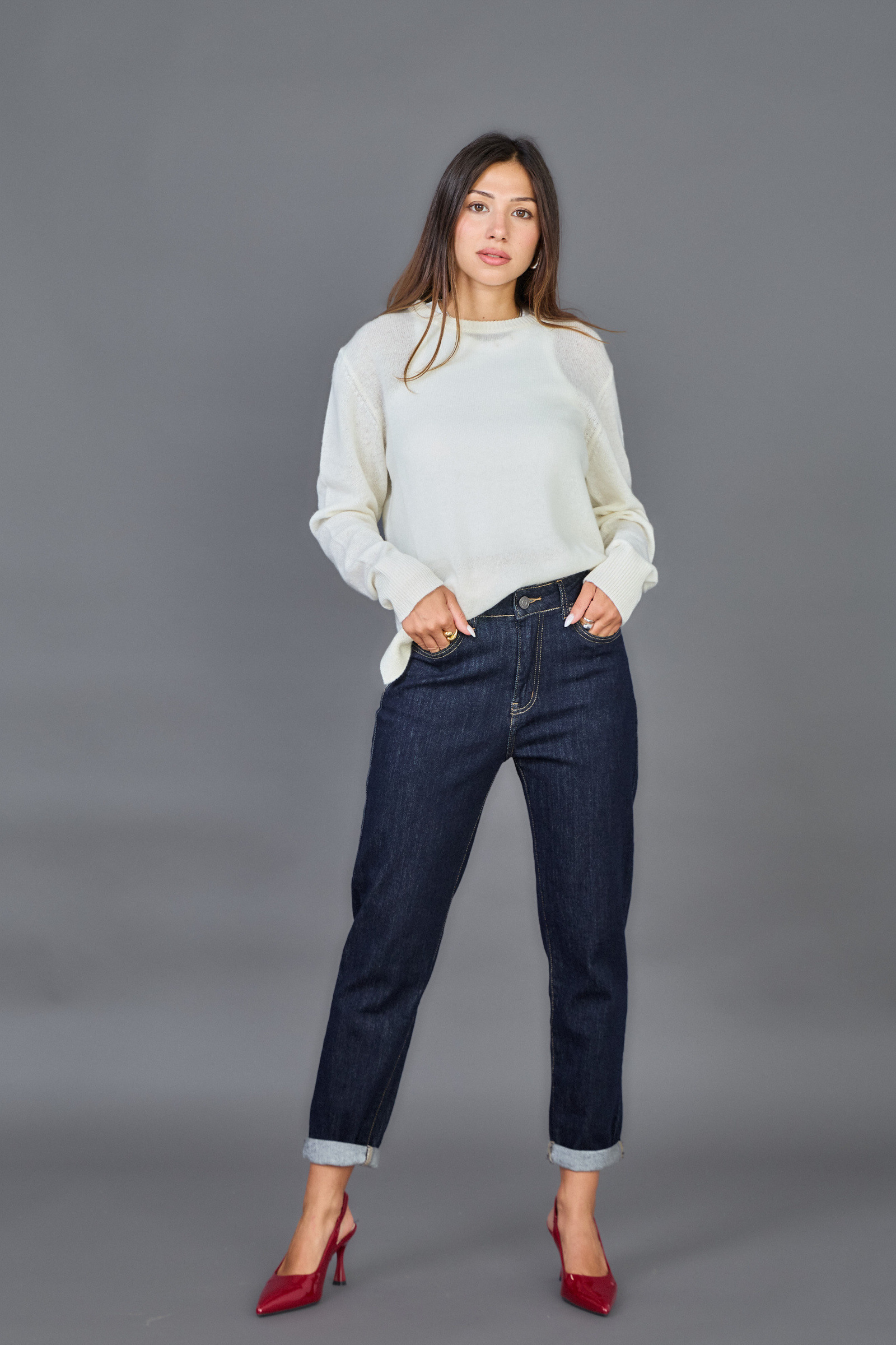 Wholesaler Ana & Lucy - Mom Jeans "Jeanne" (Cuffed Hem) - Ana & Lucy