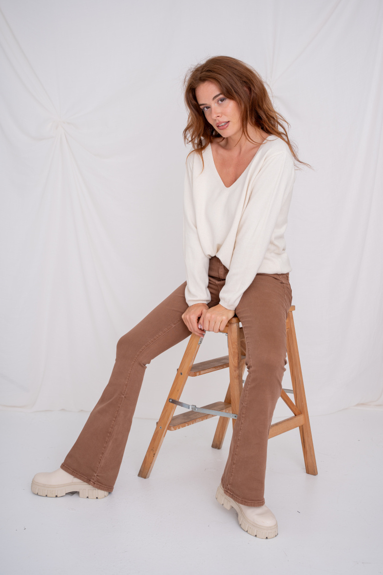 Grossiste ANA & LUCY - Pantalon flare en couleur ( Push-up ) - ANA & LUCY