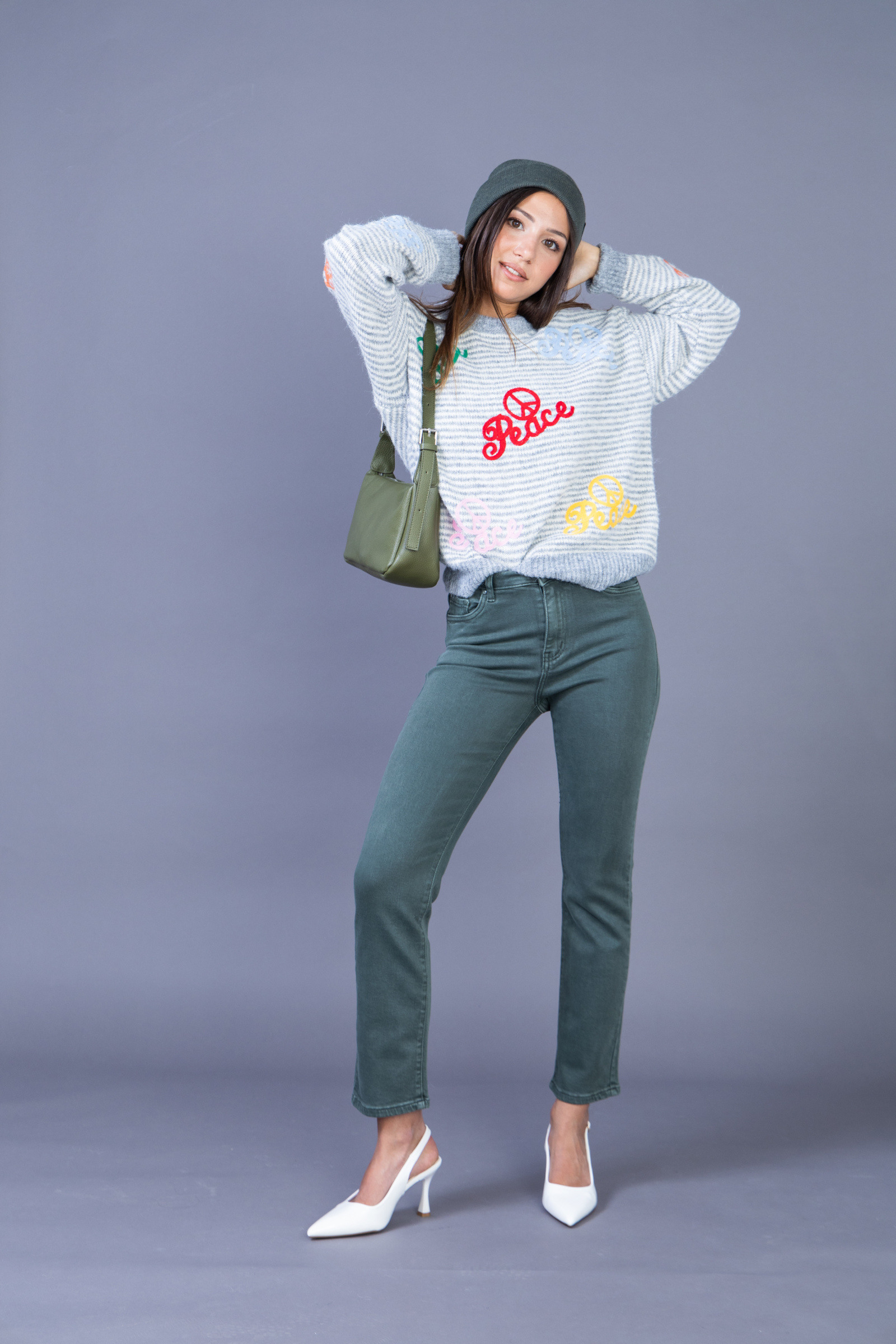 Grossiste Ana & Lucy - Pantalon straight-leg en couleur ( Coupe droite ) - ANA & LUCY