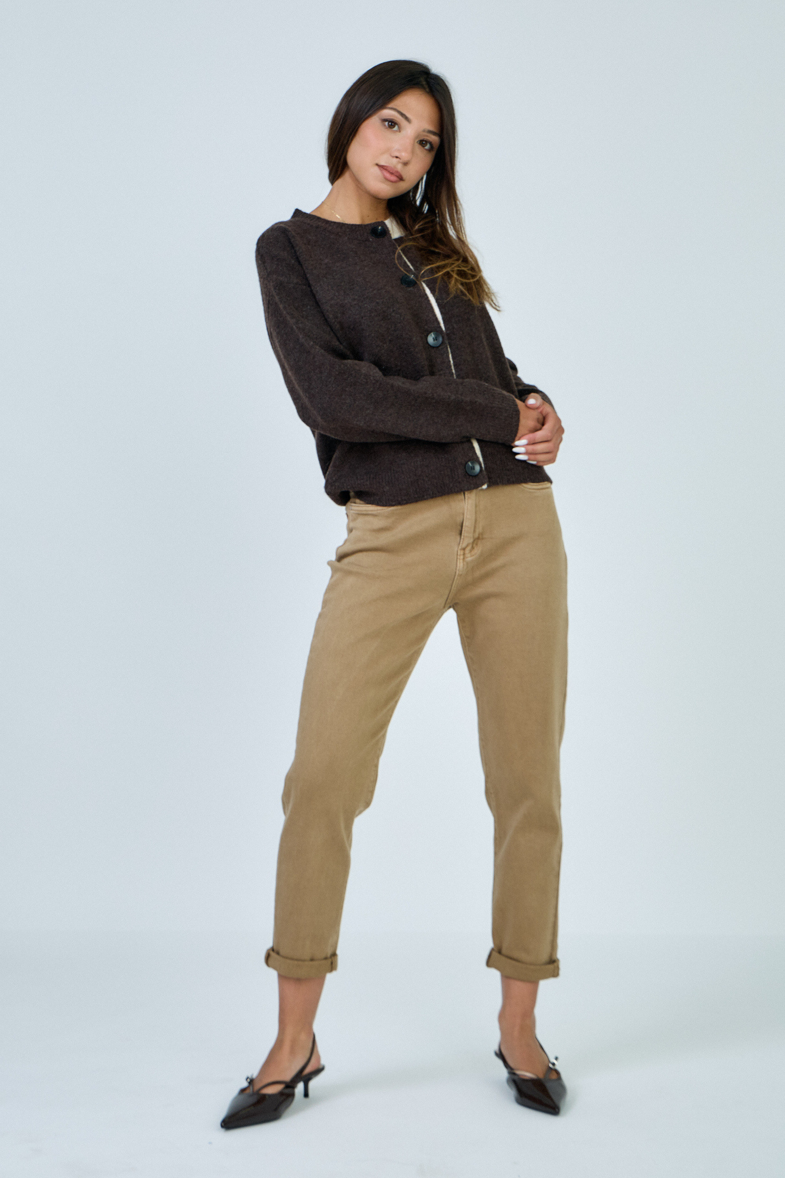 Grossiste Ana & Lucy - Pantalon mom en couleur - ANA & LUCY