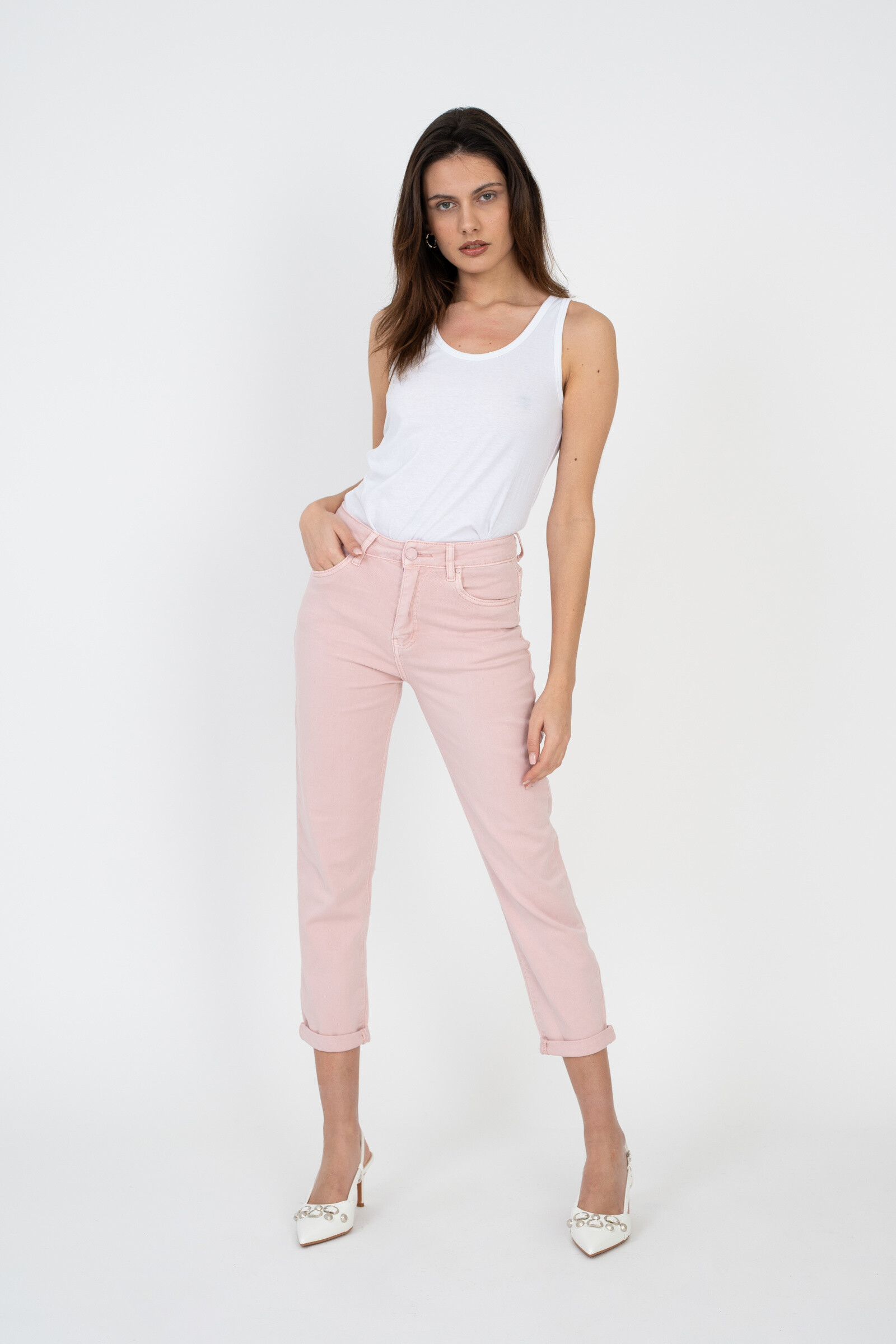 Grossiste ANA & LUCY - Pantalon mom ( Ourlet à revers ) - ANA & LUCY