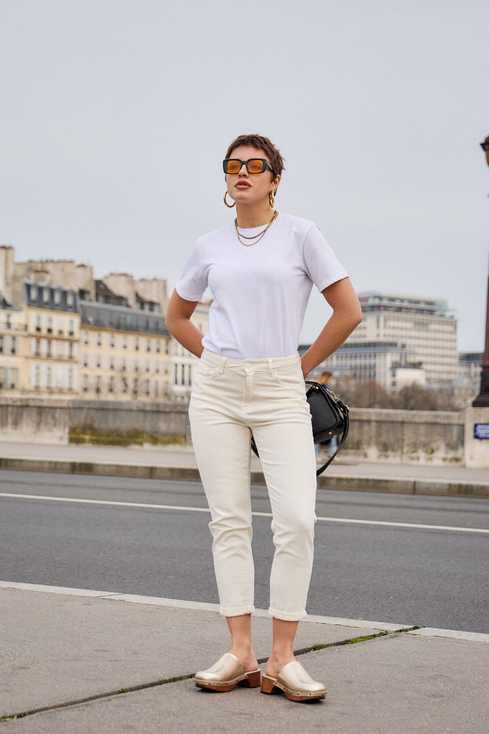 Mom pants (Cuffed hem) - ANA & LUCY - Ecru - 2 - large format