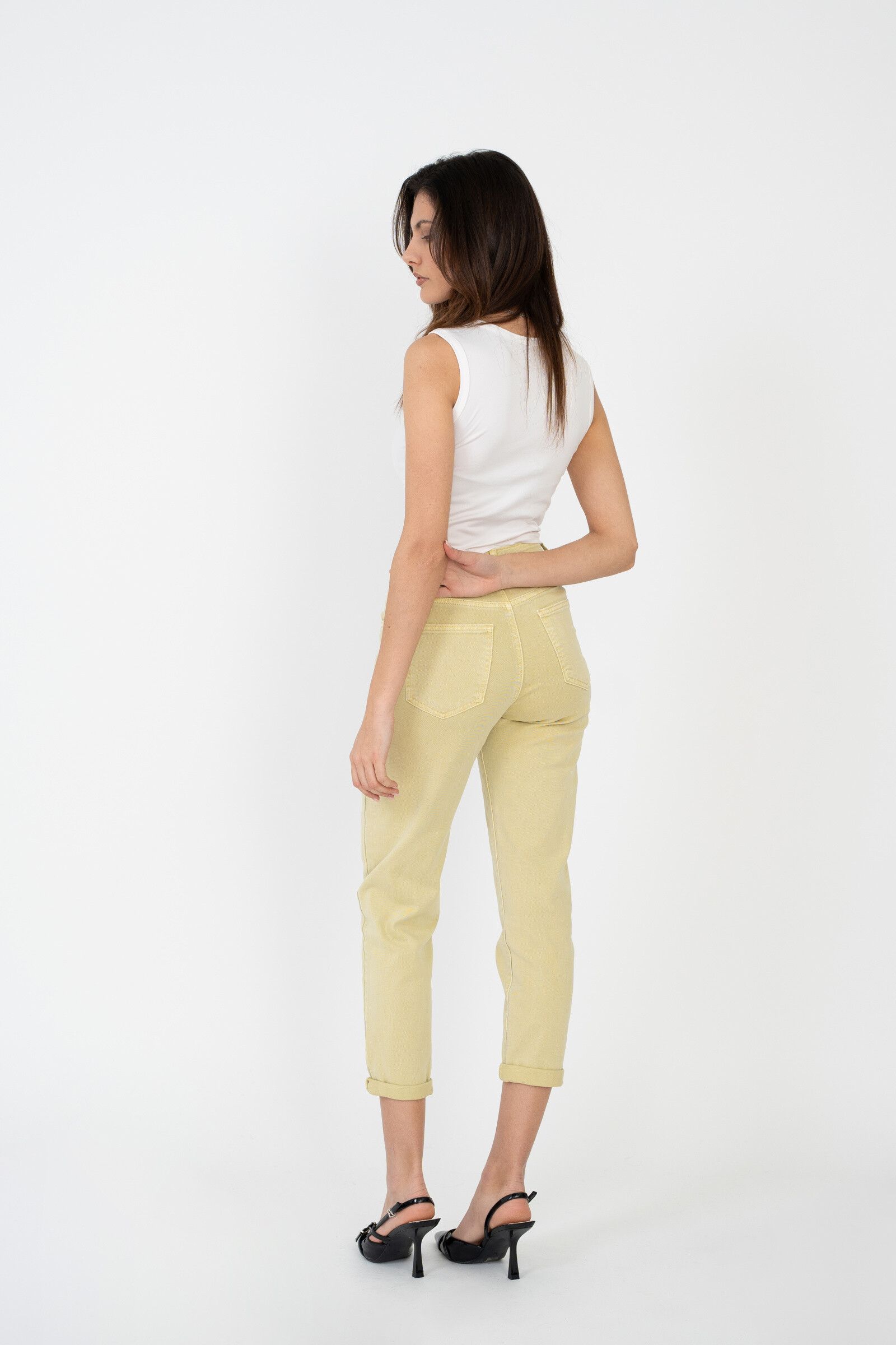 Mom pants (Cuffed hem) - ANA & LUCY - Light Yellow - 4 - large format