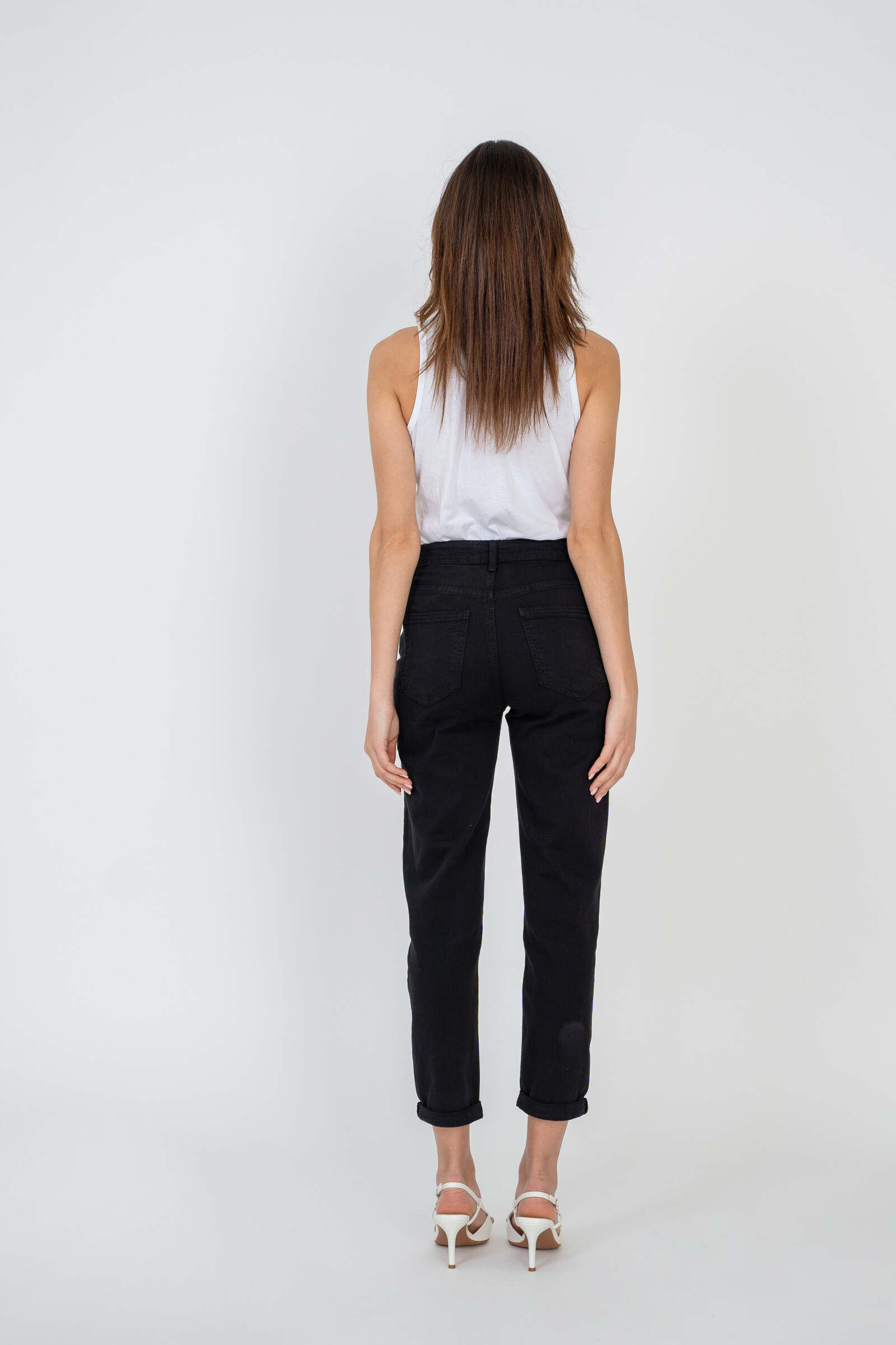 Mom pants (Cuffed hem) - ANA & LUCY - Black 4 - thumbnail
