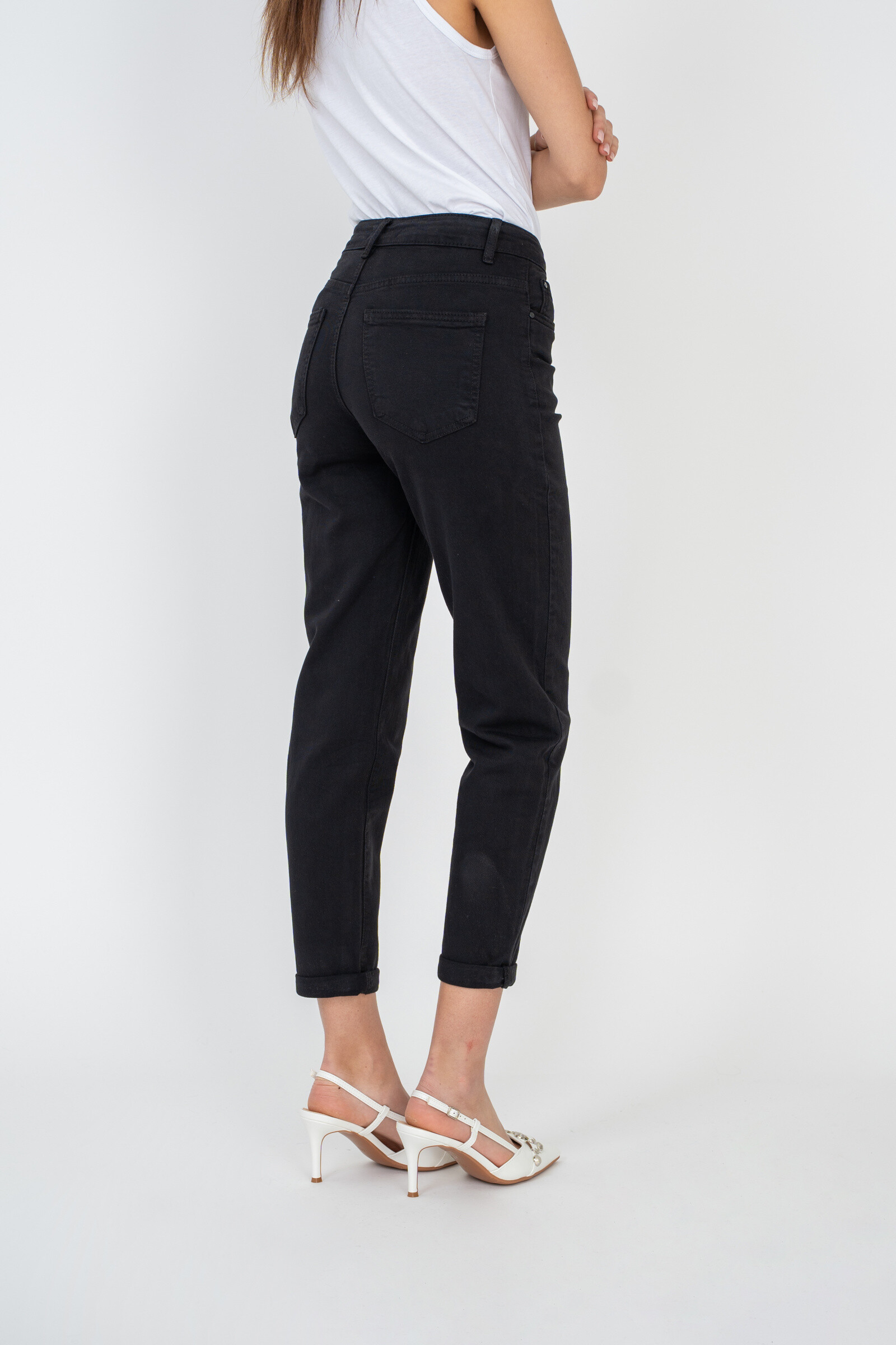 Mom pants (Cuffed hem) - ANA & LUCY - Black 5 - thumbnail