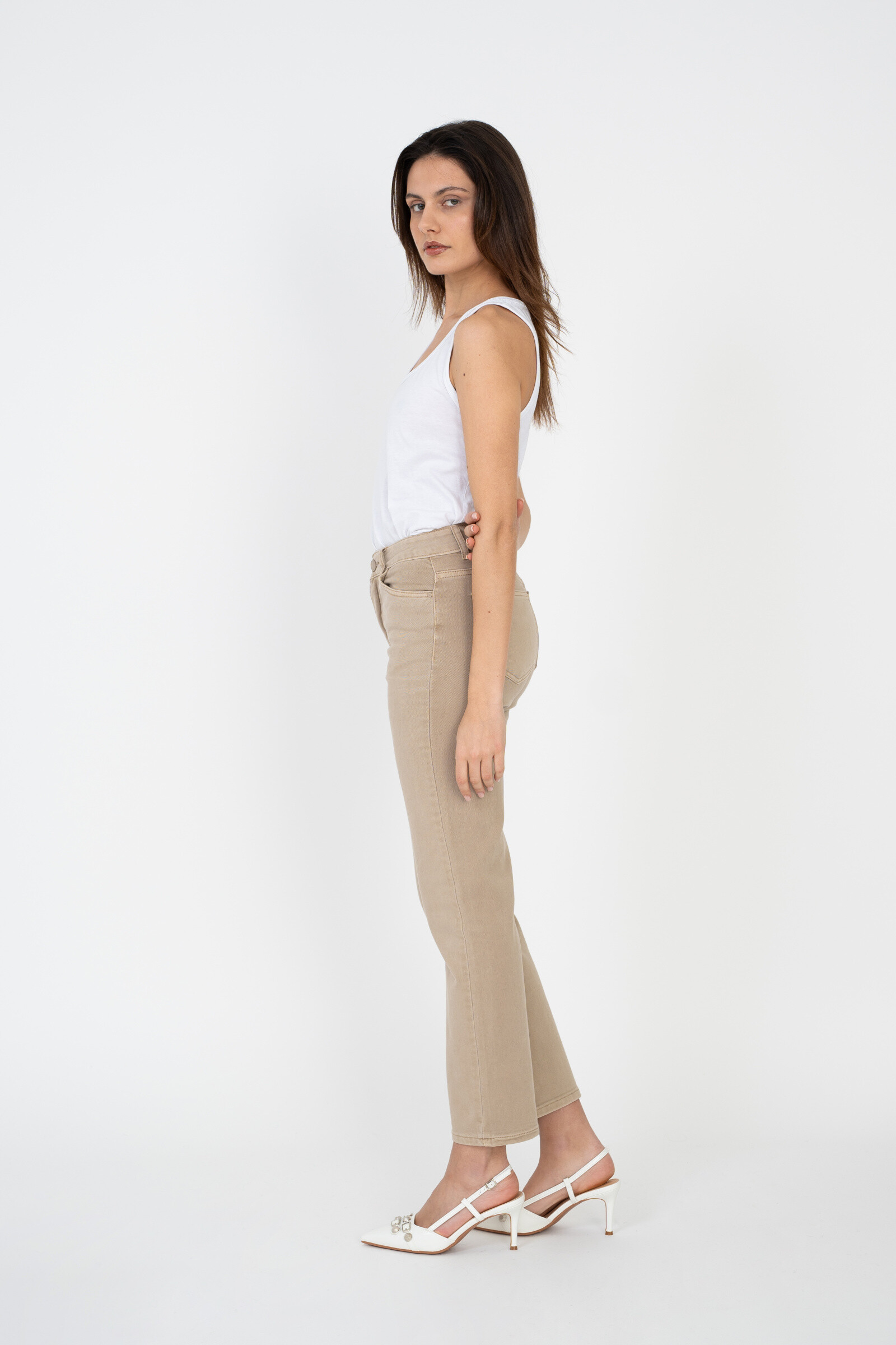 Straight-leg pants in color (Straight cut) - ANA & LUCY - Cream 3 - thumbnail