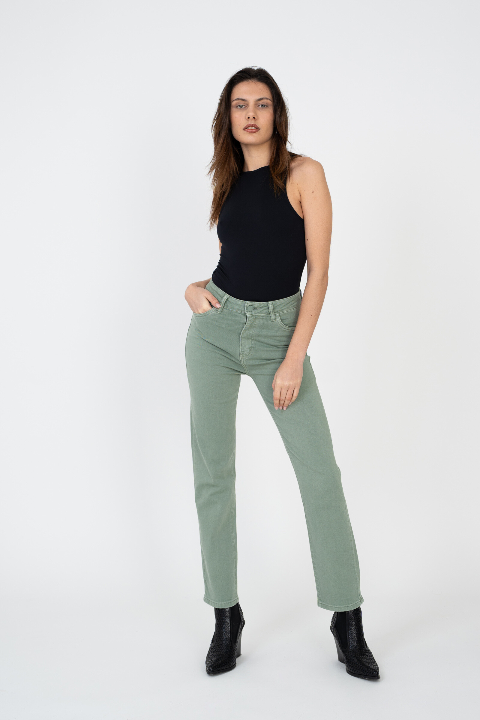 Straight-leg pants in color (Straight cut) - ANA & LUCY - Kaki 3 - thumbnail