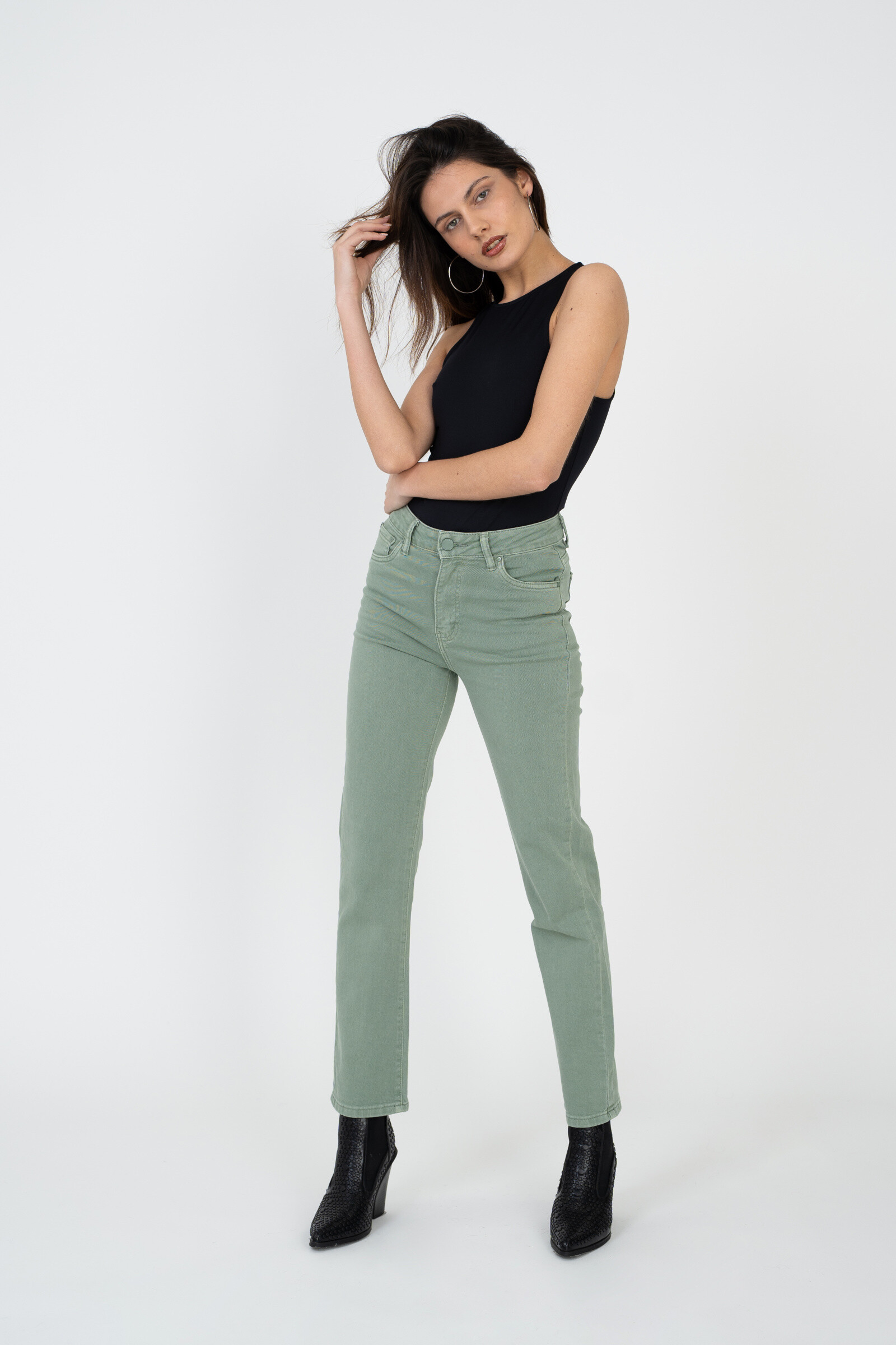 Straight-leg pants in color (Straight cut) - ANA & LUCY - Kaki 2 - thumbnail